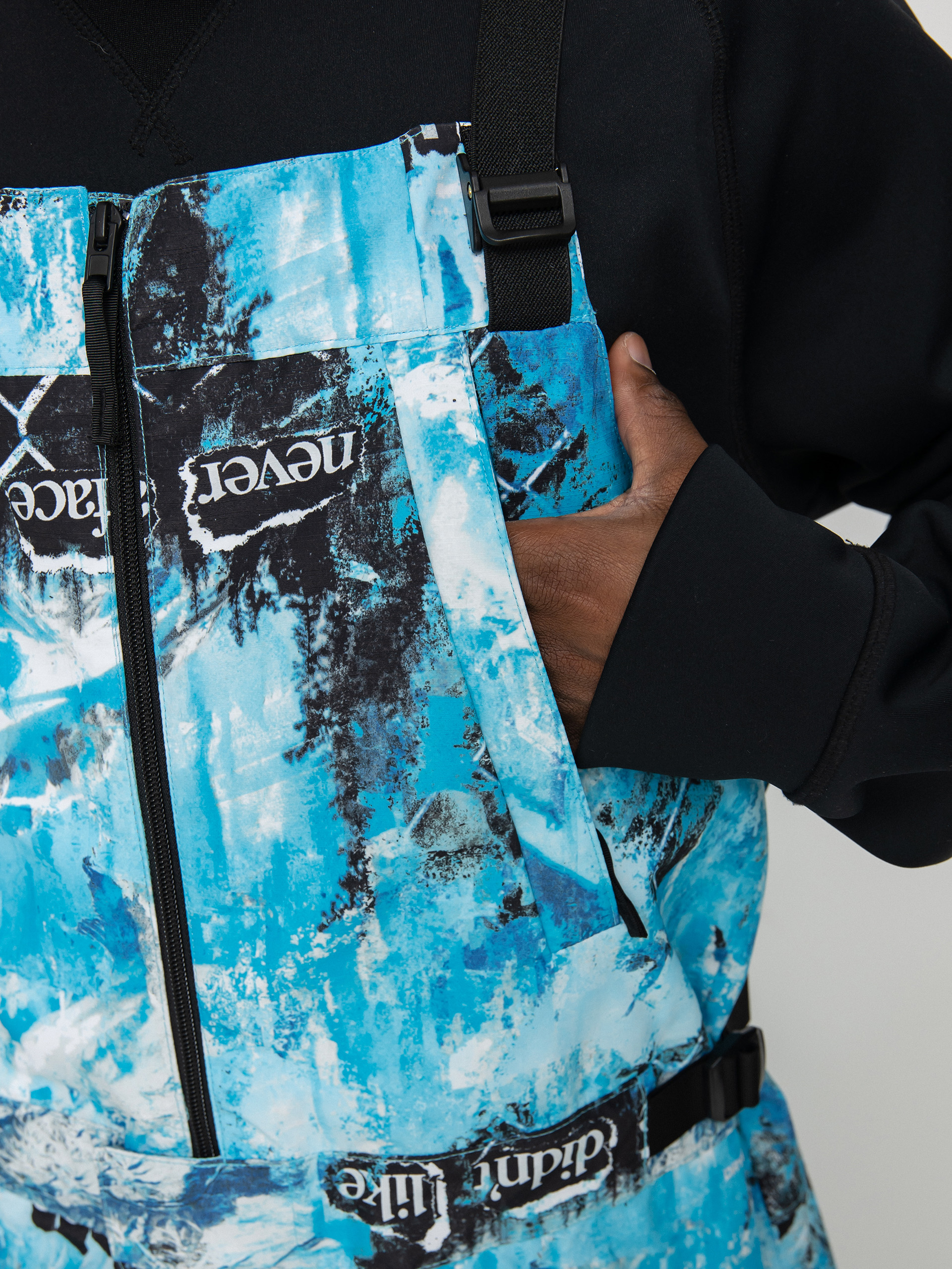 Férfi The North Face Printed Dragline Bib Snowboard nadrág (norse blue/cole navin/never a face print)