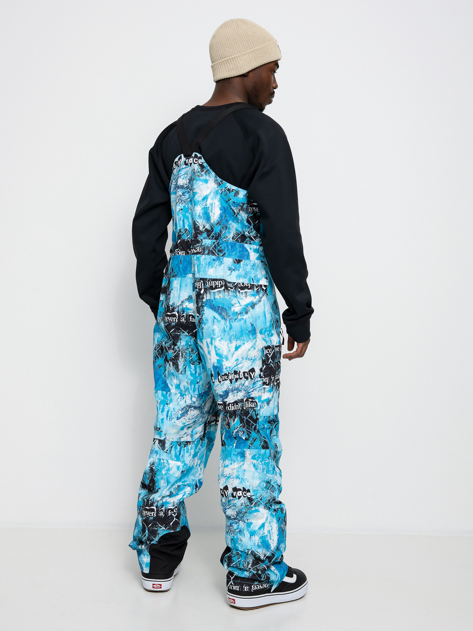 Férfi The North Face Printed Dragline Bib Snowboard nadrág (norse blue/cole navin/never a face print)