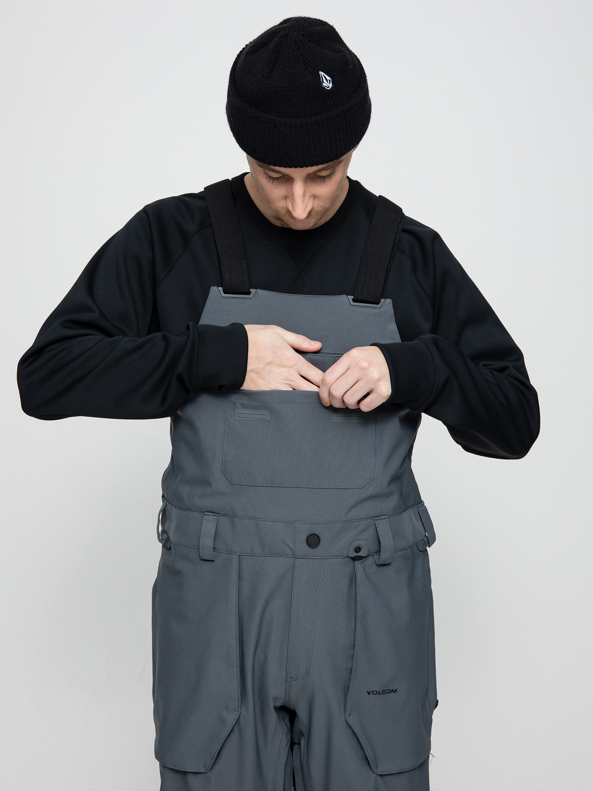 Férfi Volcom Roan Bib Overall Snowboard nadrág (dark grey)