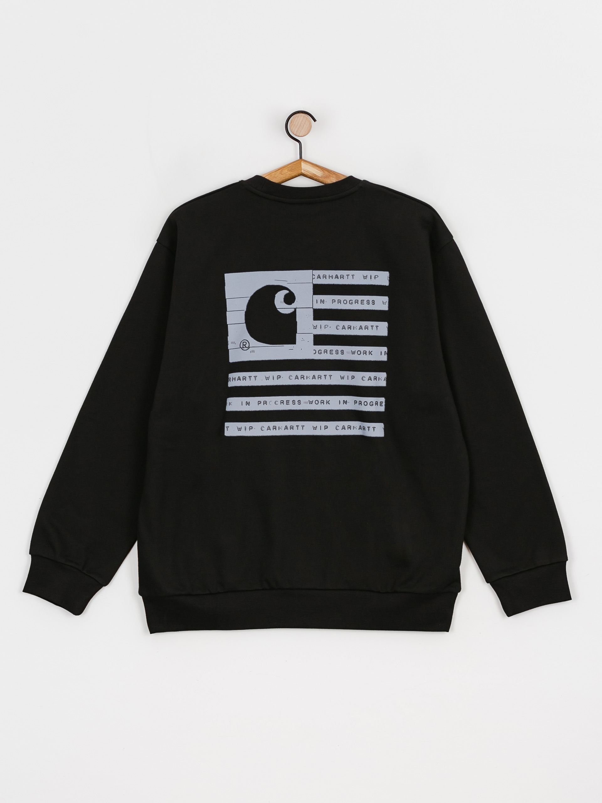 Carhartt WIP Label State Flag Pulóver (black/misty sky)
