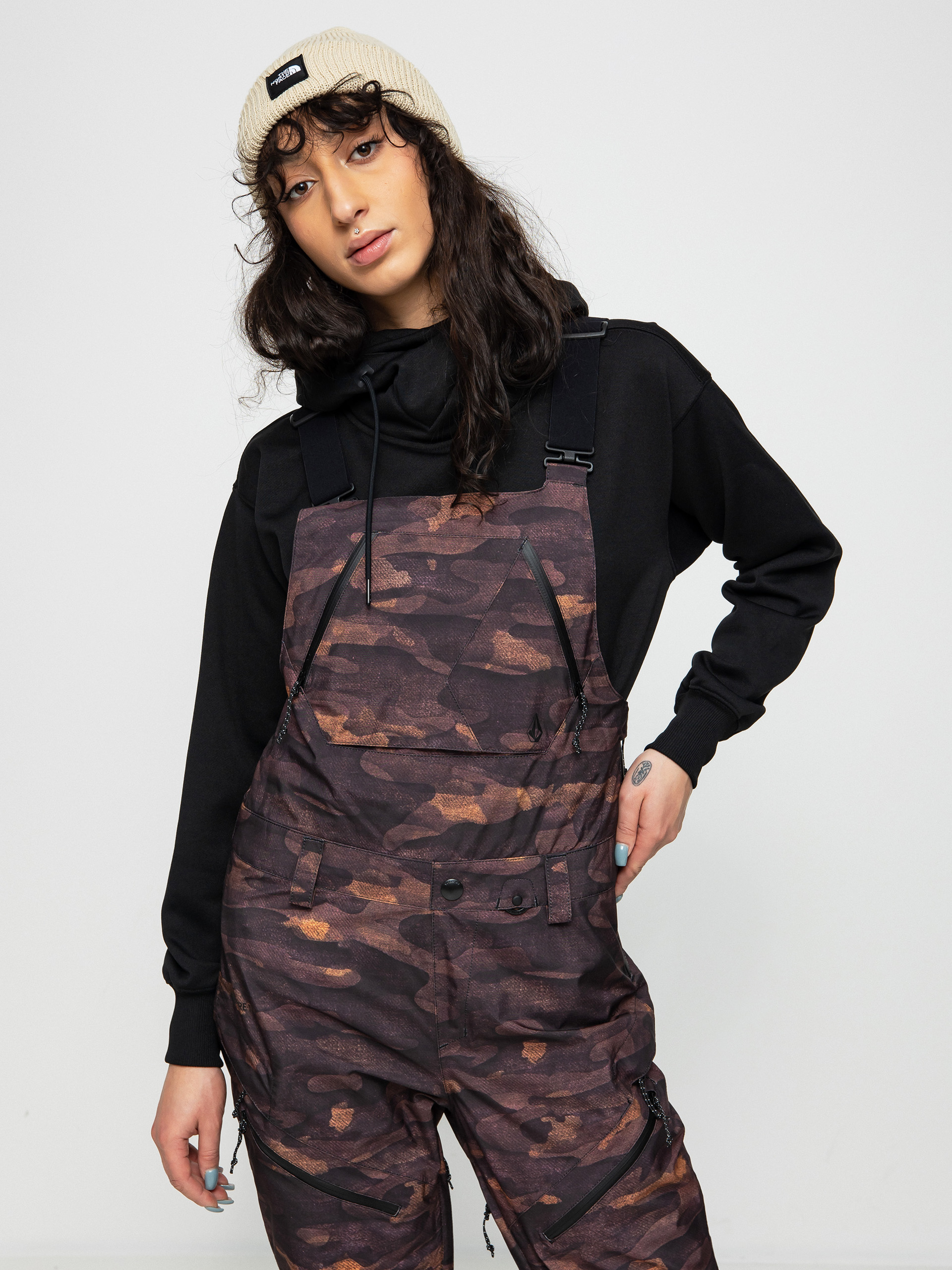 Női Volcom Elm Stretch Gore Bib Overall Snowboard nadrág (dusk camo)