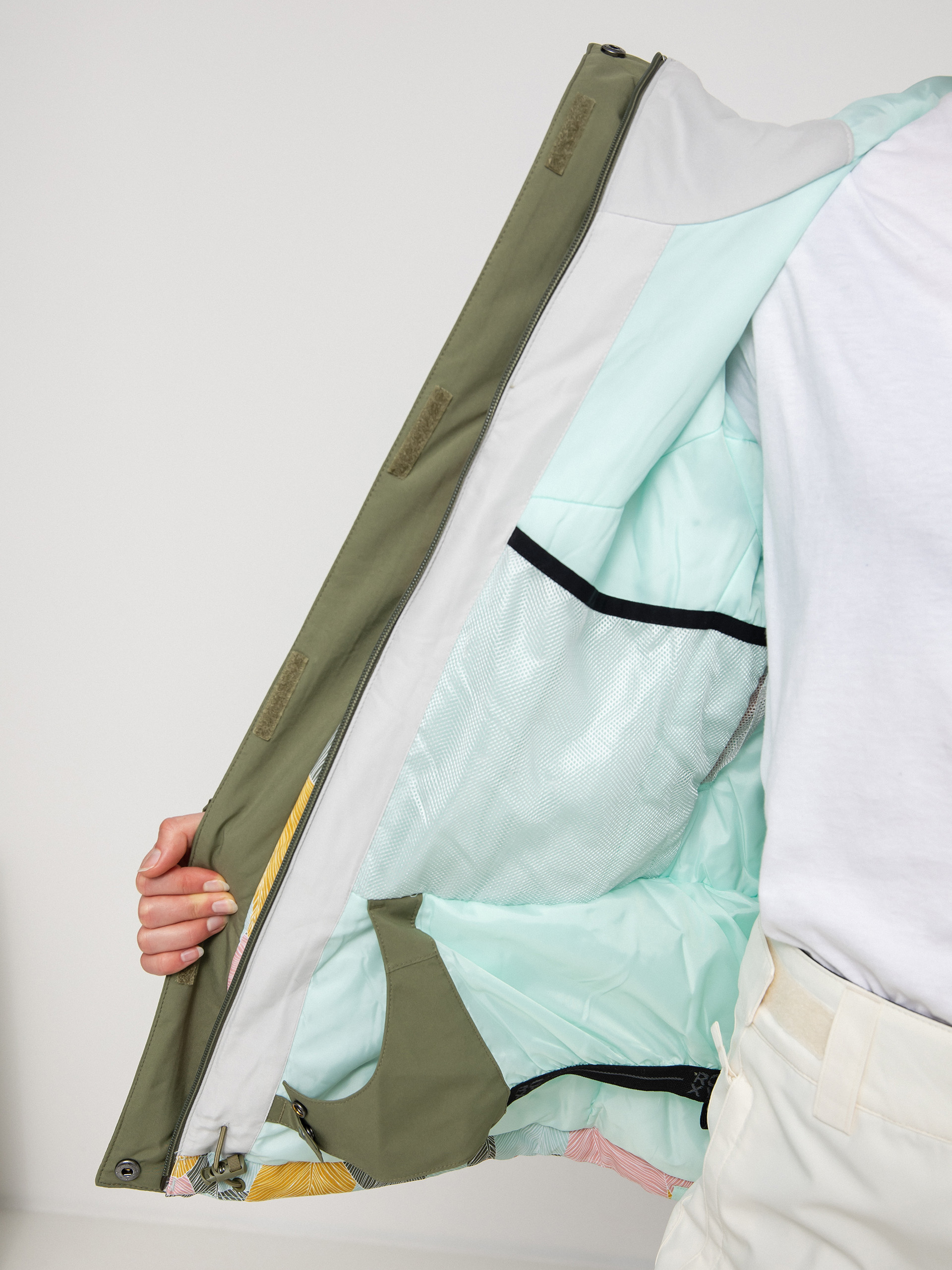 Női Roxy Galaxy Print Block Snowboard dzseki (deep lichen green la palmeraie)