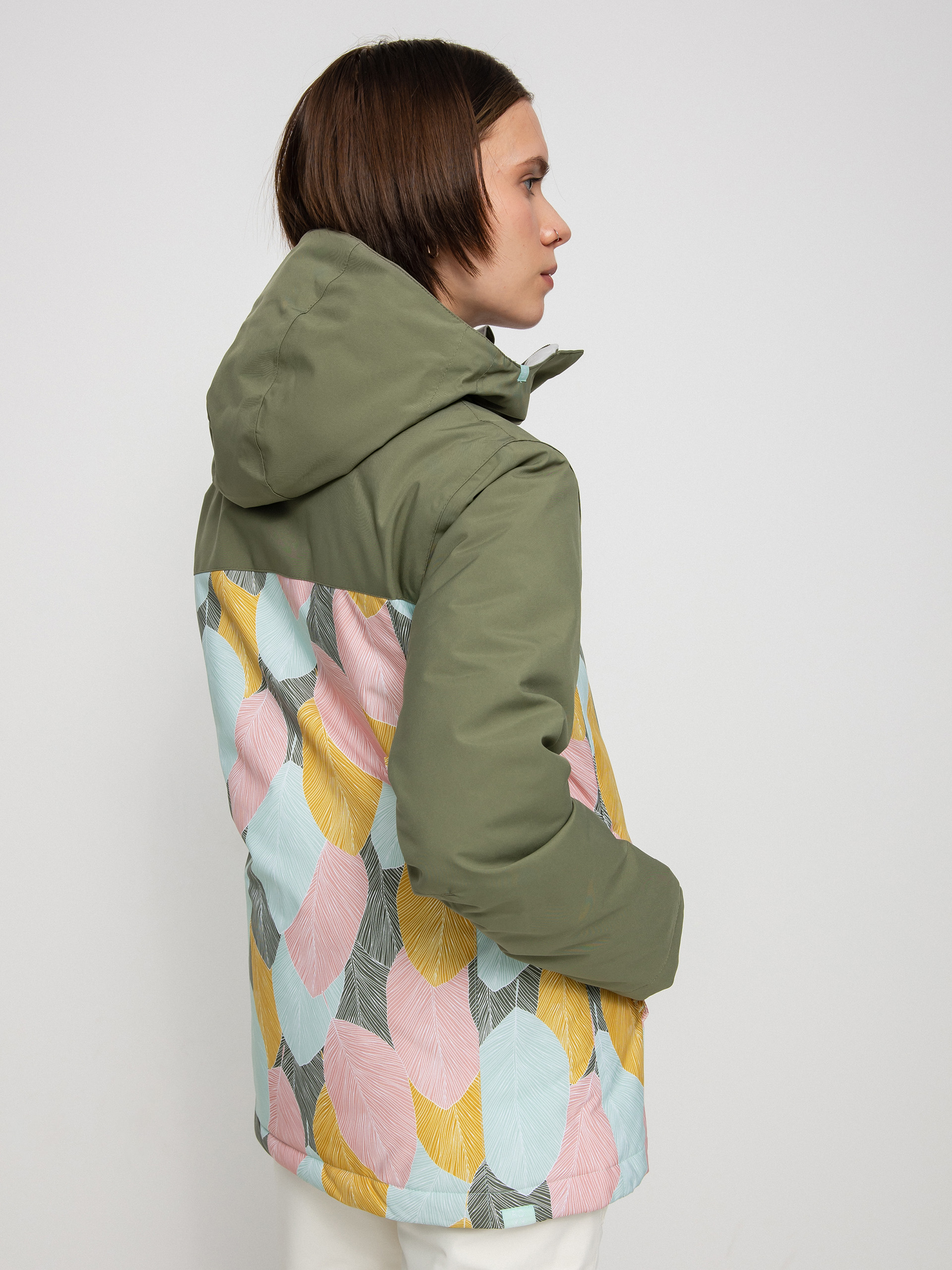 Női Roxy Galaxy Print Block Snowboard dzseki (deep lichen green la palmeraie)