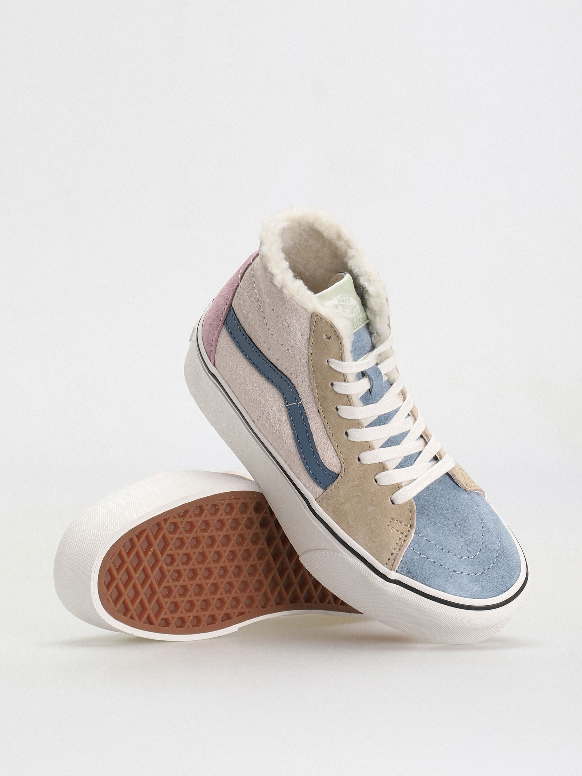 Vans Sk8 Hi Tapered Stackform Cipők (pig suede/sherpa multi color)