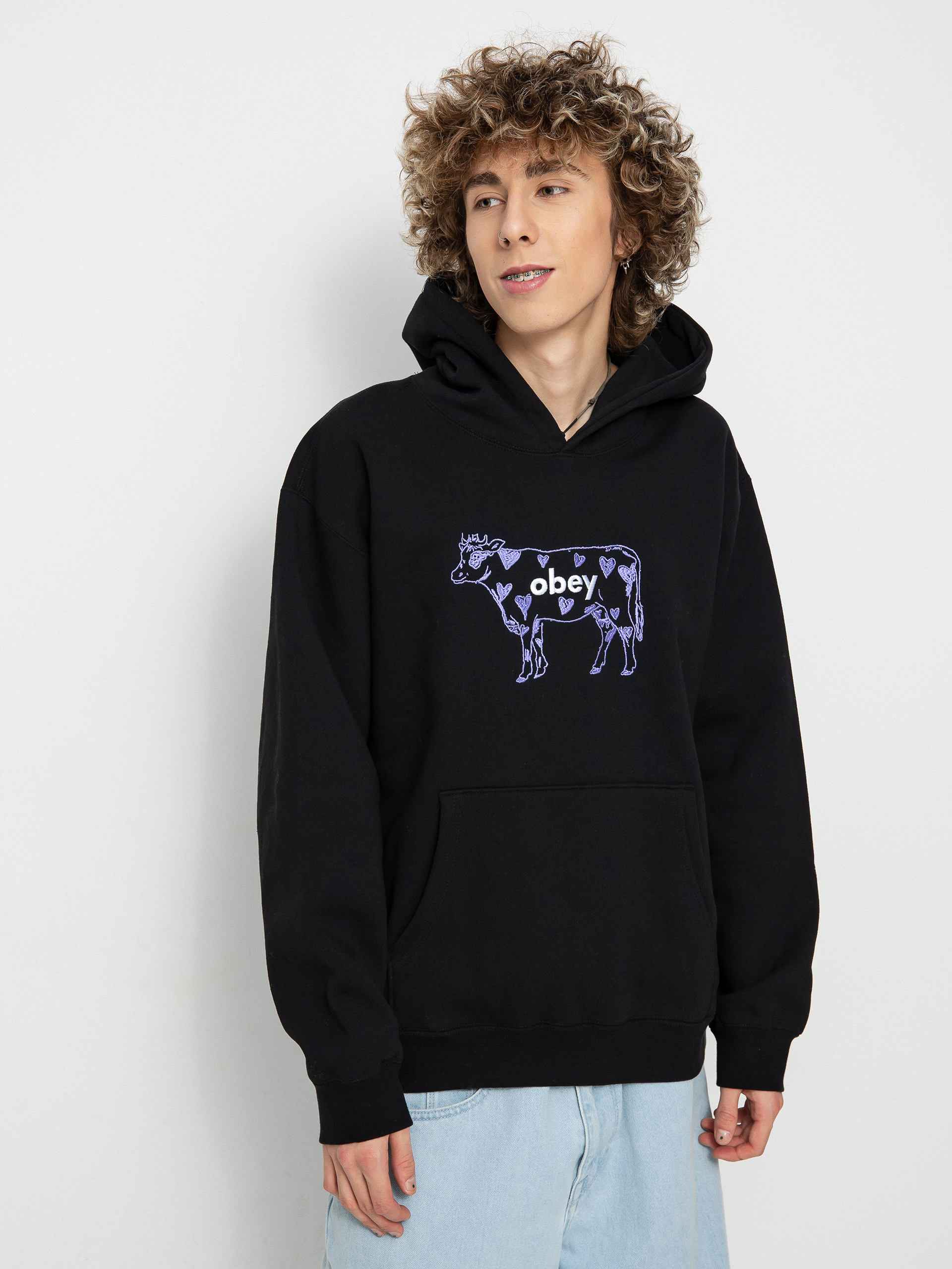 OBEY Obey Cow Extra Heavy HD Kapucnis pulóver (black)