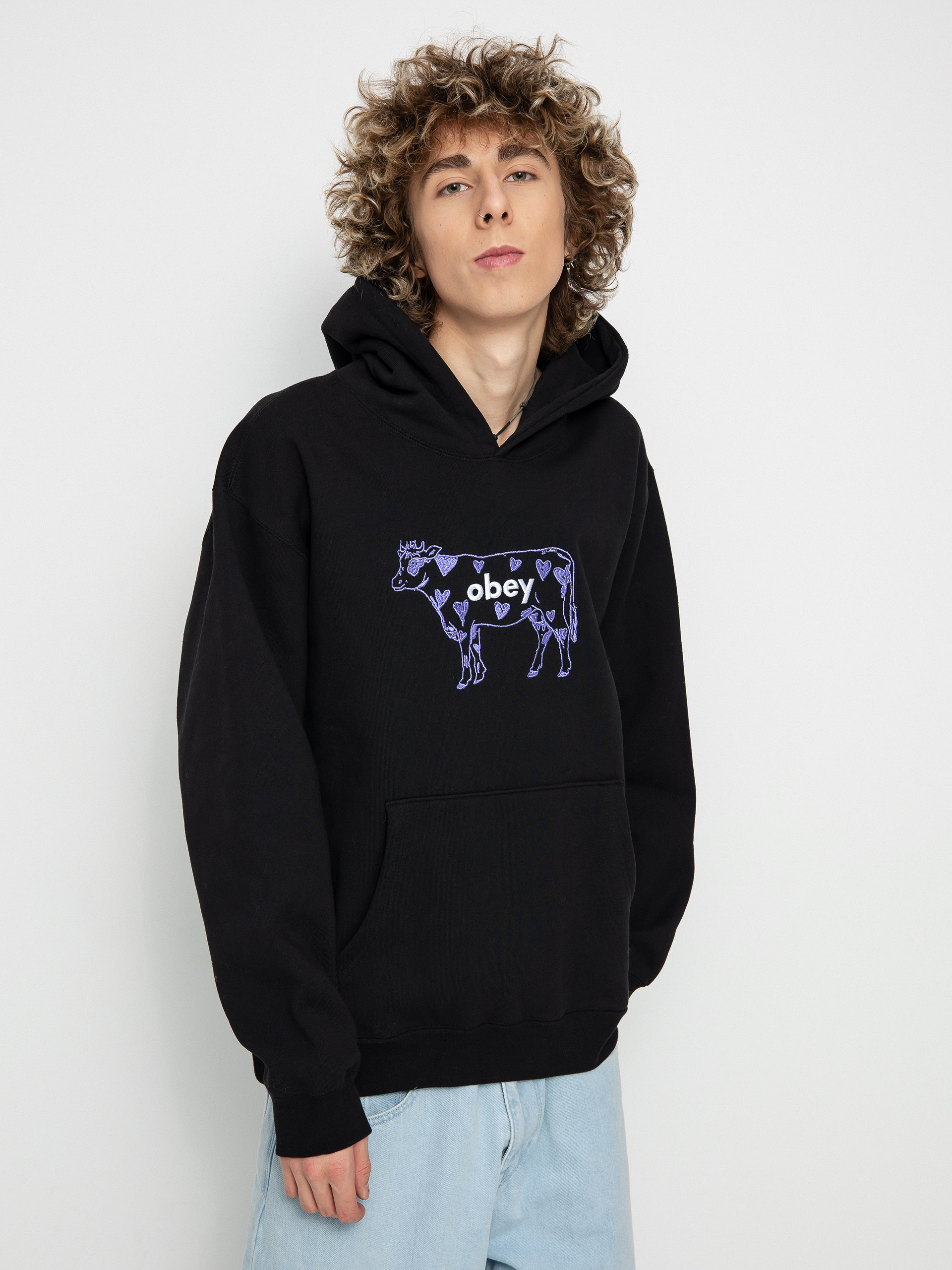 OBEY Obey Cow Extra Heavy HD Kapucnis pulóver (black)