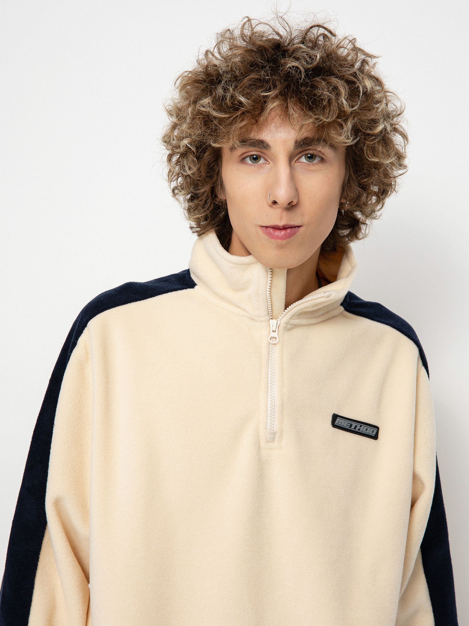 Férfi Method Fast Times 1/4 Zip Polár pulóver (oat/navy)