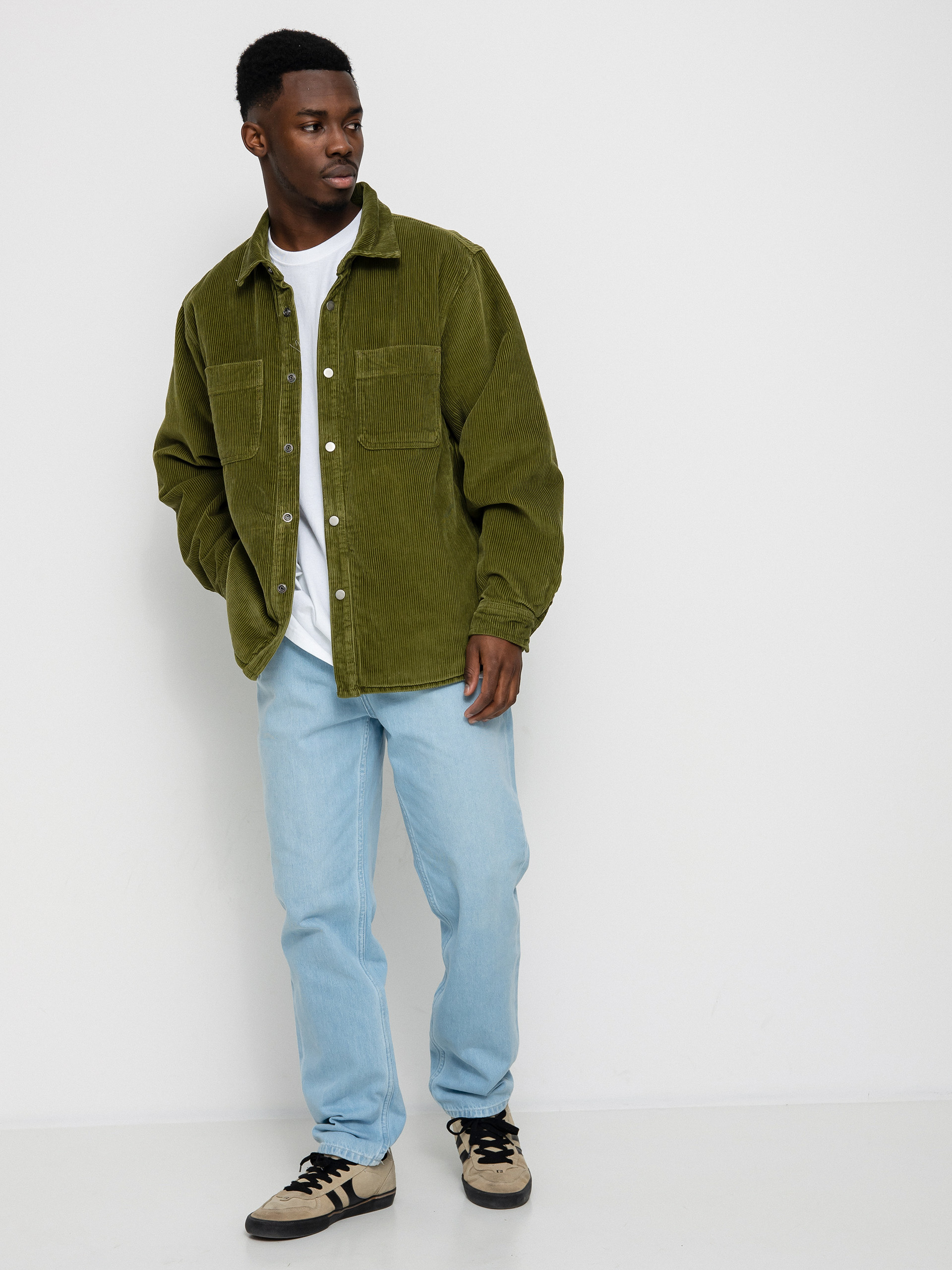 Stussy Cord Quilted Overshirt Dzseki (olive)