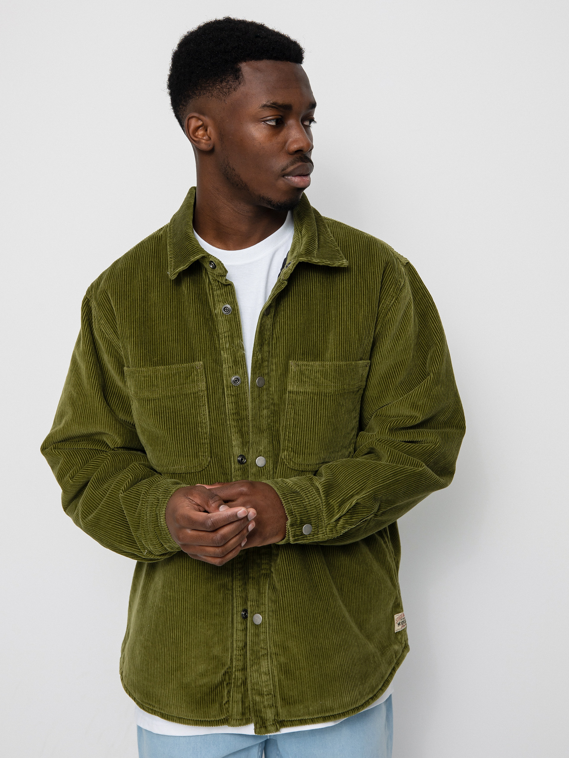 Stussy Cord Quilted Overshirt Dzseki (olive)