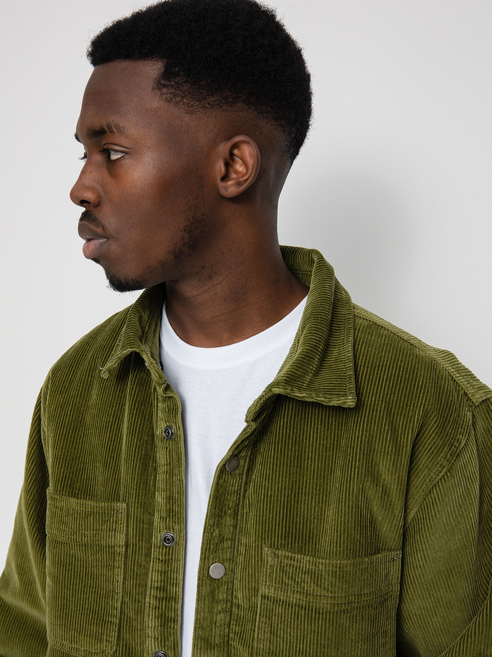 Stussy Cord Quilted Overshirt Dzseki (olive)