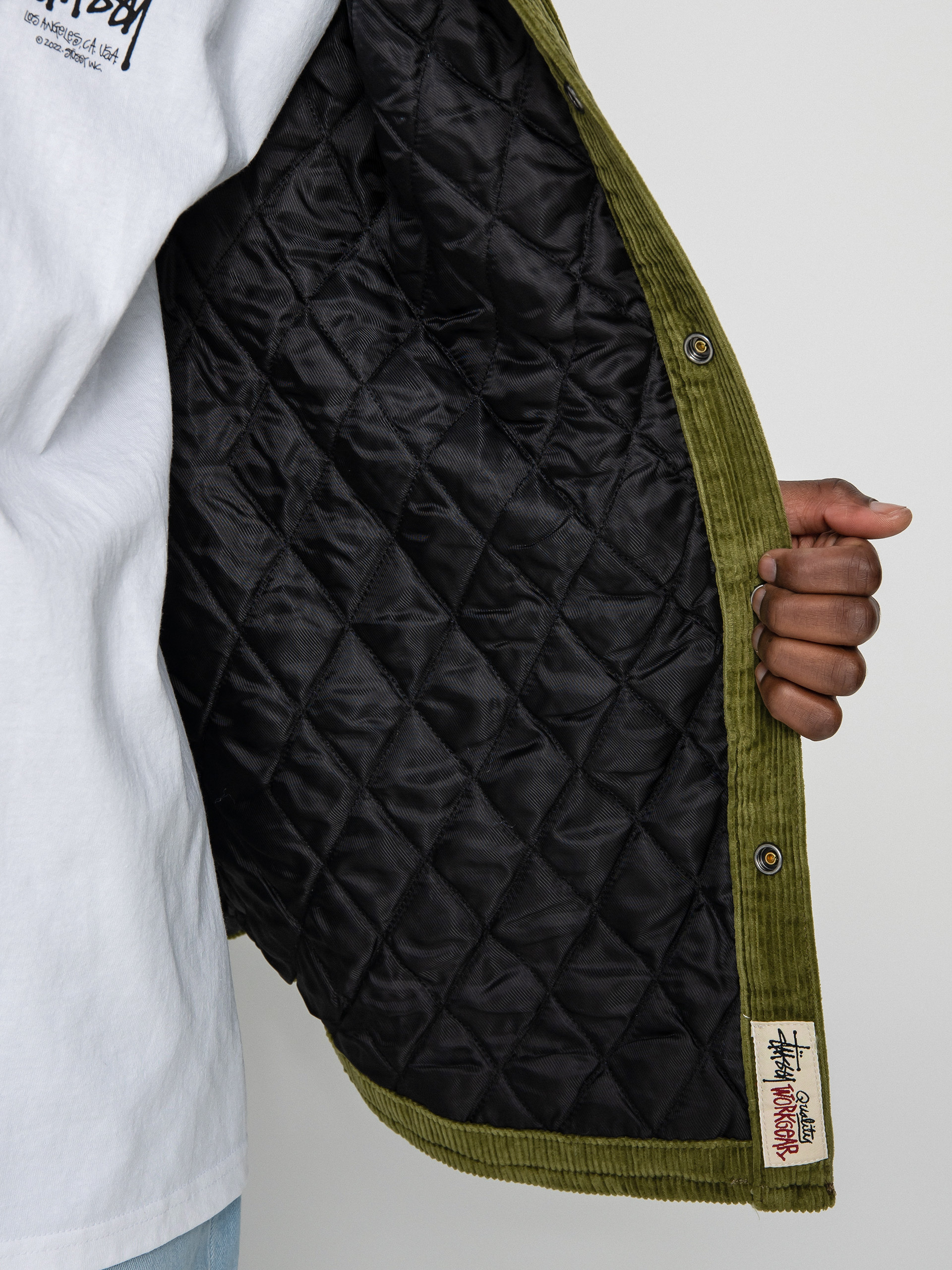 Stussy Cord Quilted Overshirt Dzseki (olive)