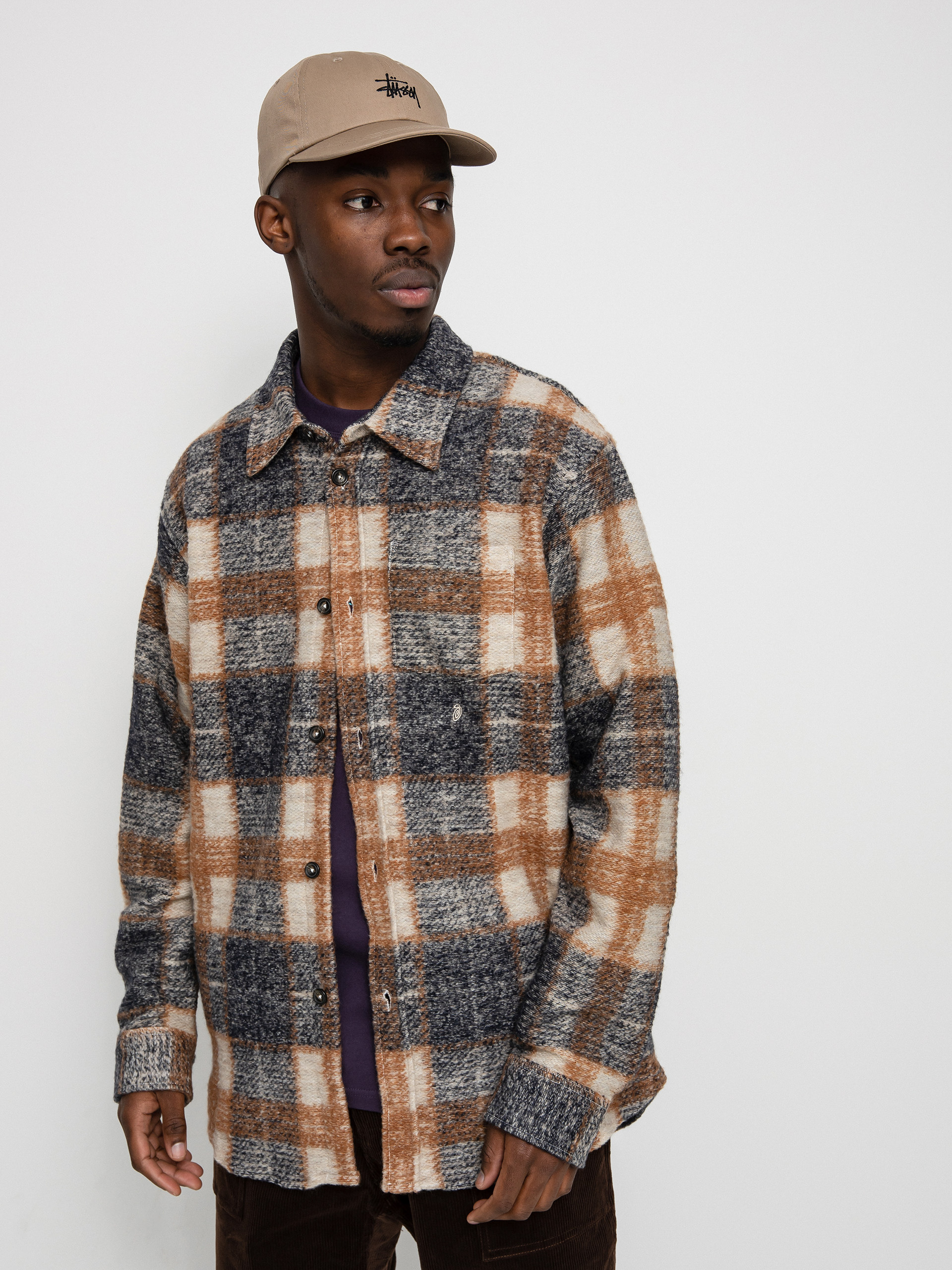 Stussy Plaid Knit Ing (navy)
