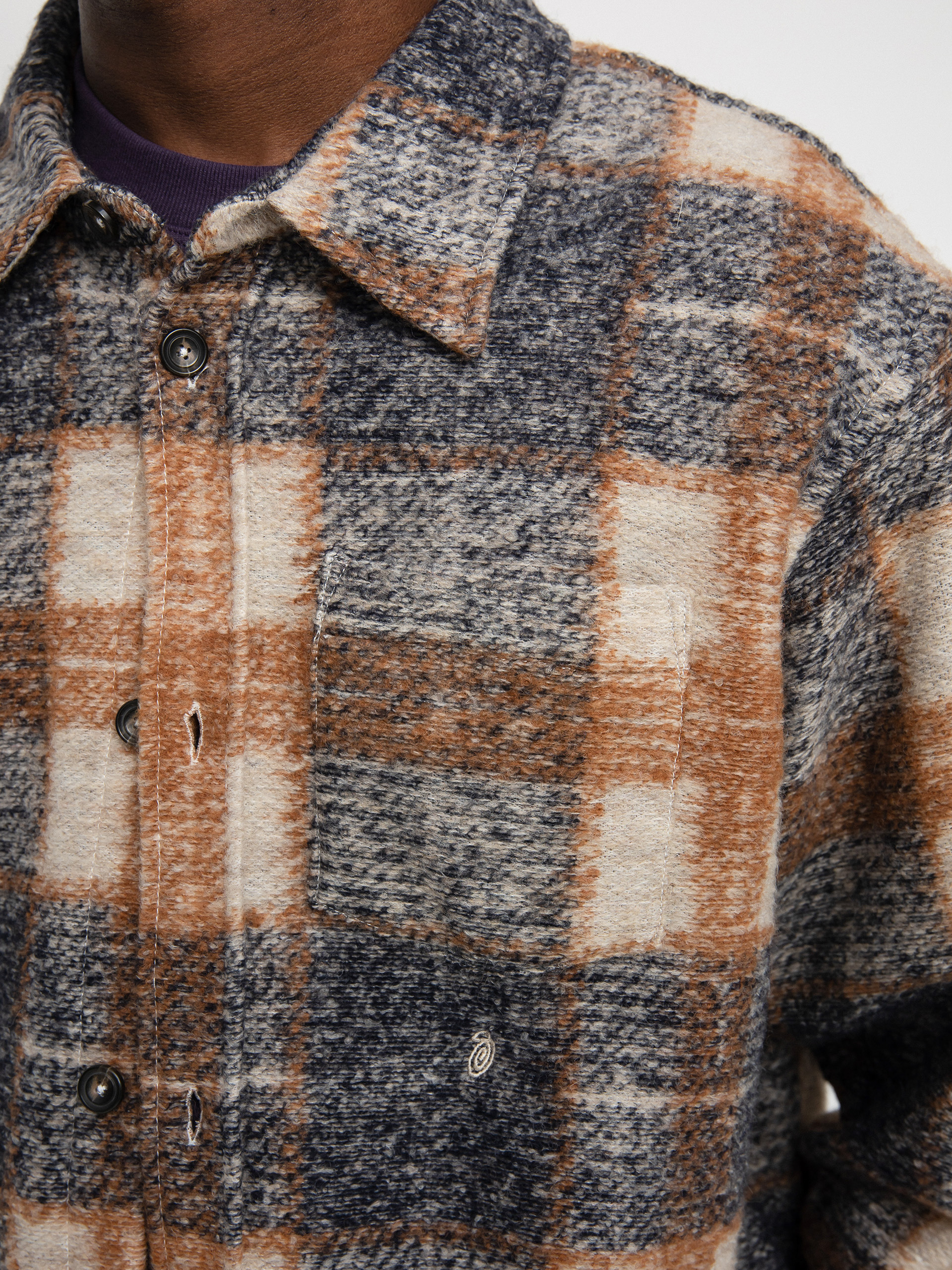 Stussy Plaid Knit Ing (navy)