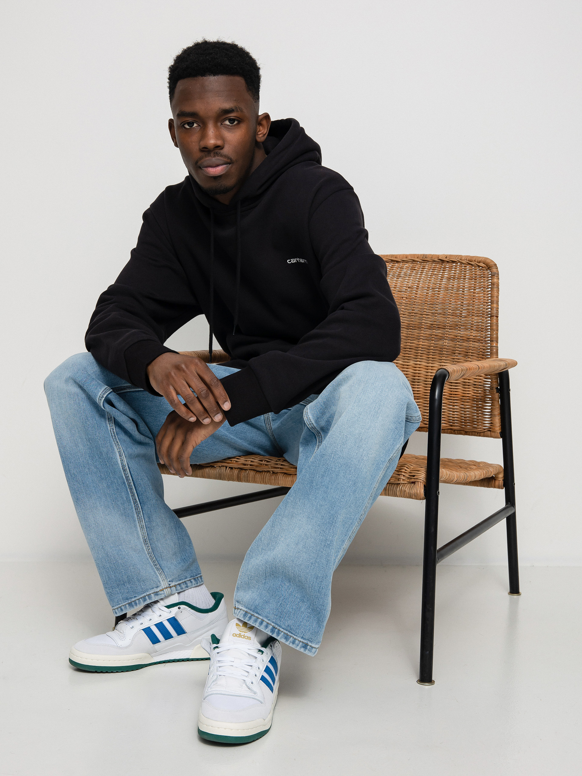 Carhartt WIP Script Embroidery HD Kapucnis pulóver (black/white)