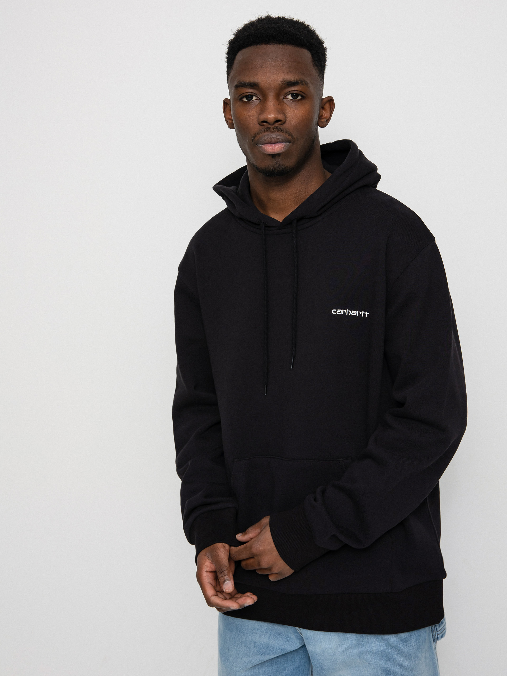 Carhartt WIP Script Embroidery HD Kapucnis pulóver (black/white)