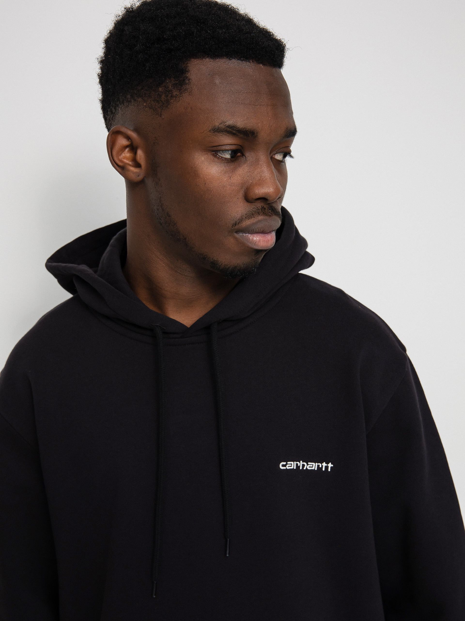 Carhartt WIP Script Embroidery HD Kapucnis pulóver (black/white)