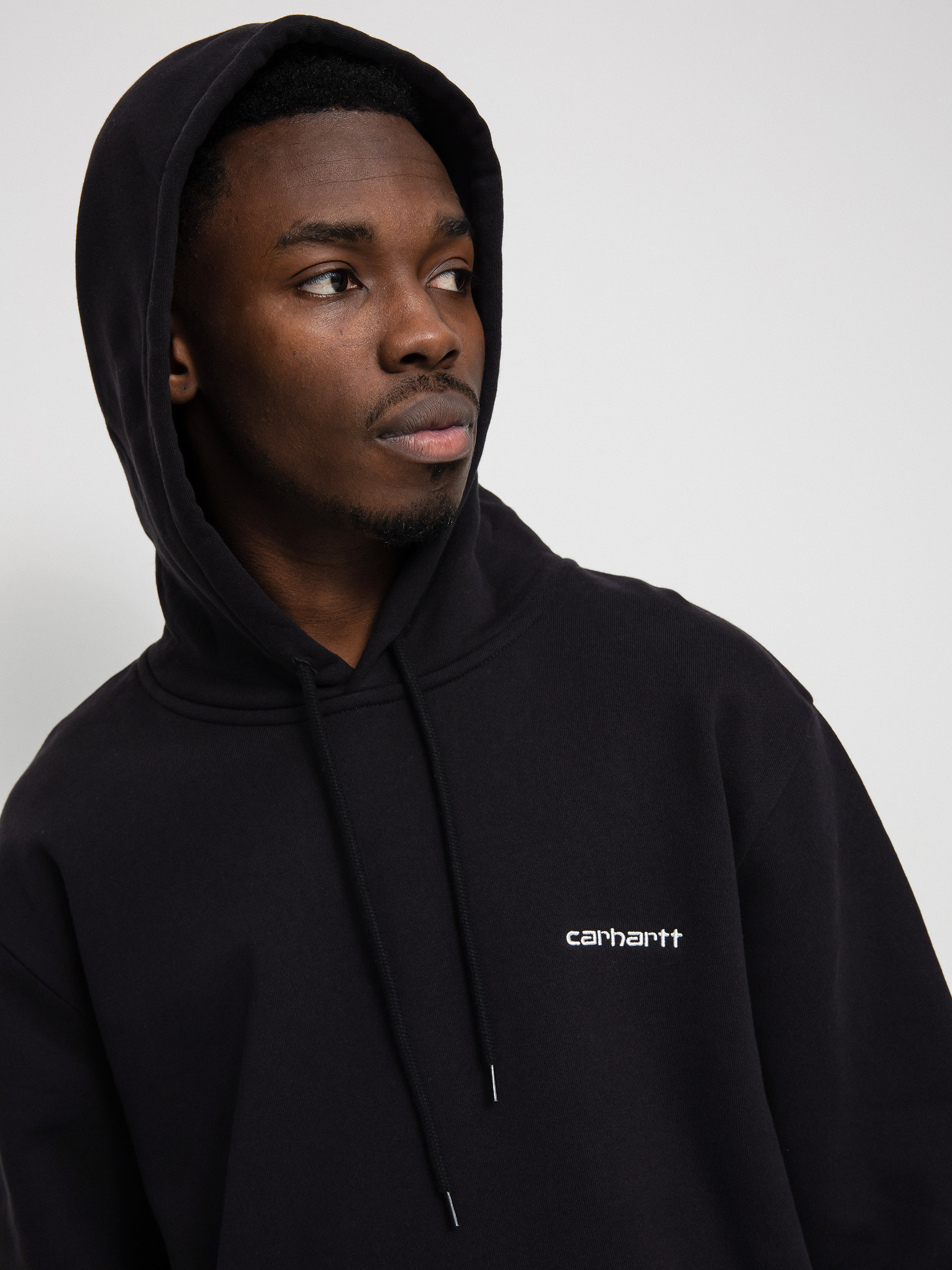 Carhartt WIP Script Embroidery HD Kapucnis pulóver (black/white)