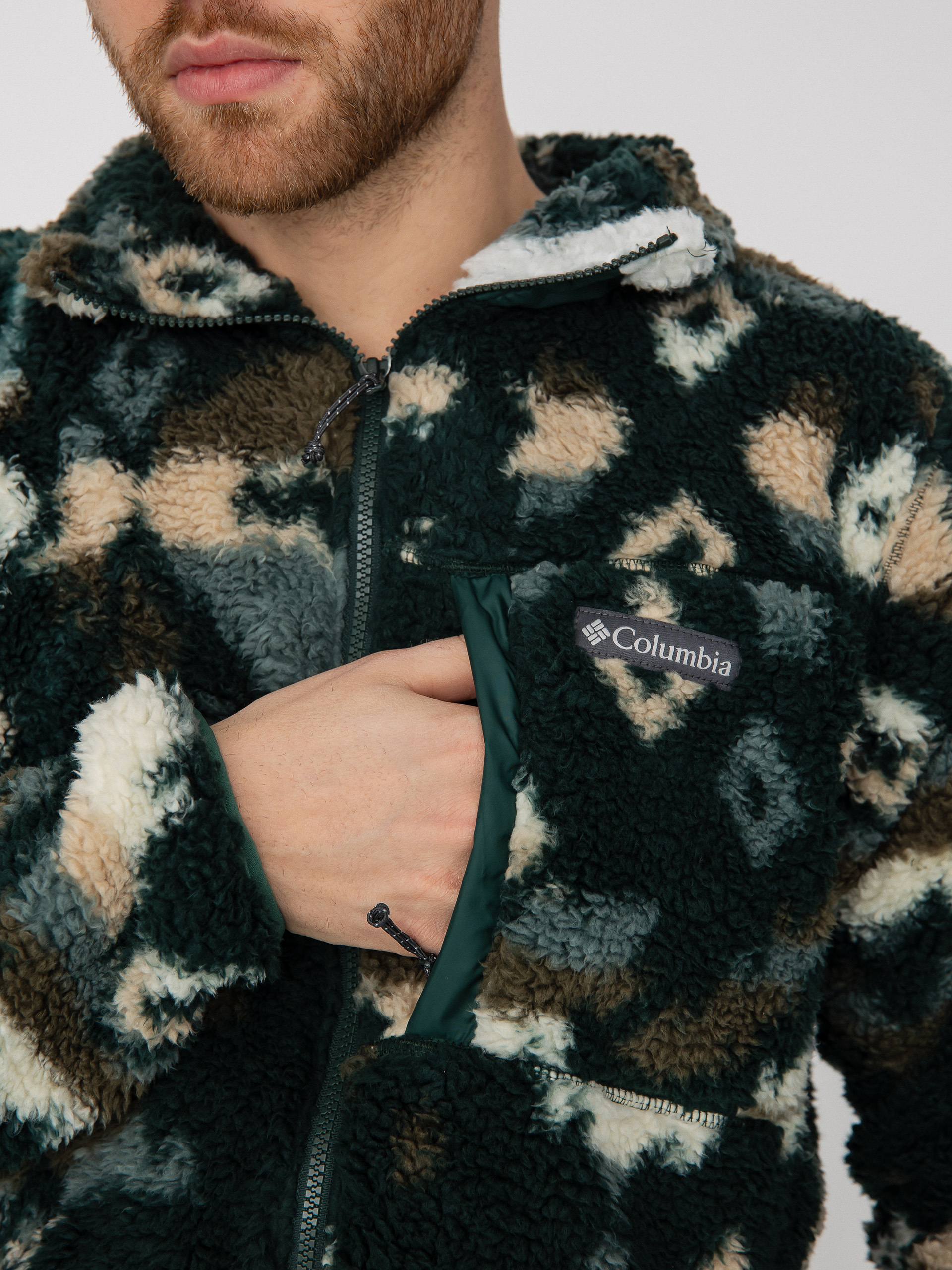 Férfi Columbia Winter Pass Print Fleece Full Zip Polár pulóver (spruce rocky mo)