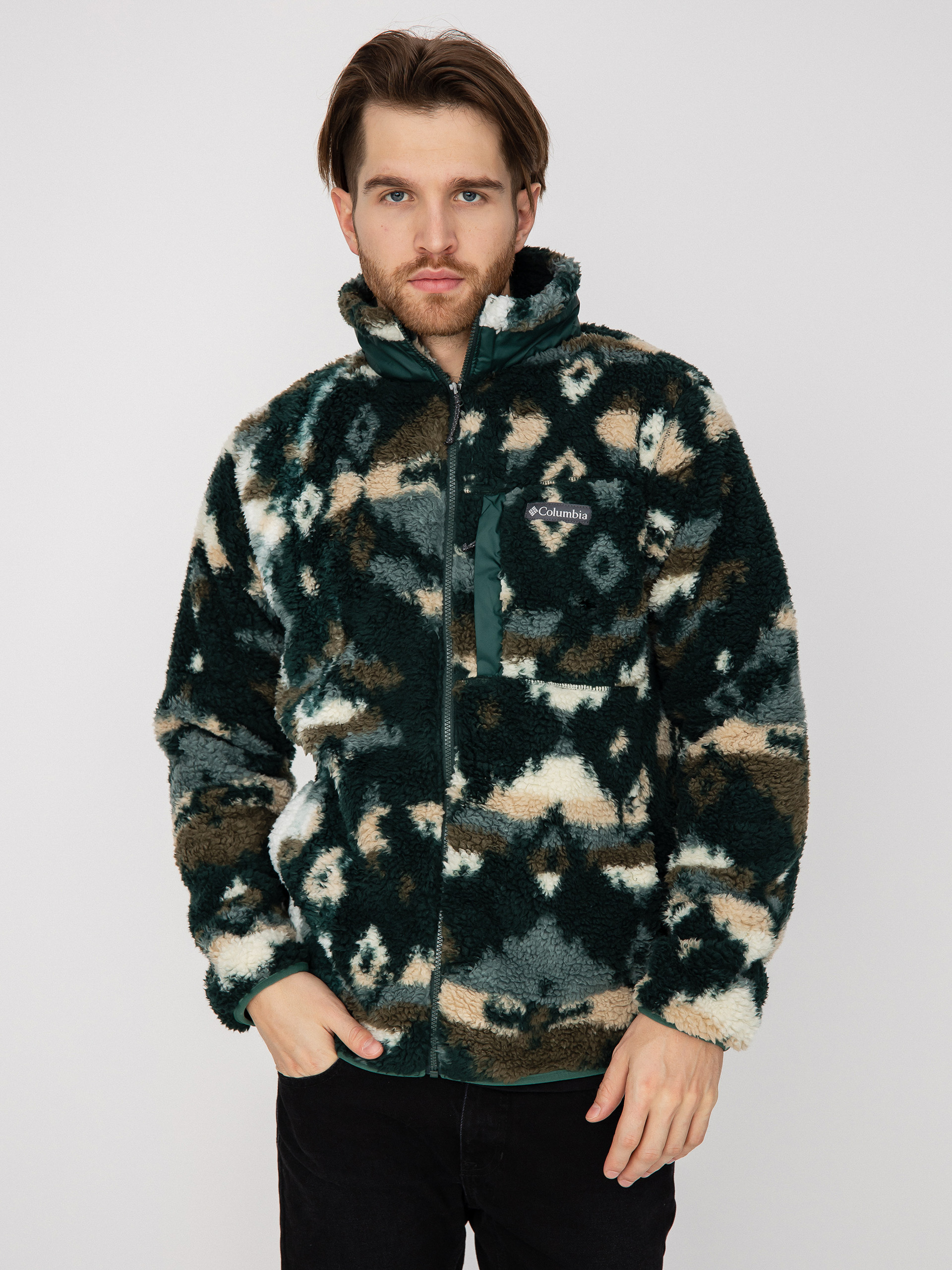 Férfi Columbia Winter Pass Print Fleece Full Zip Polár pulóver (spruce rocky mo)