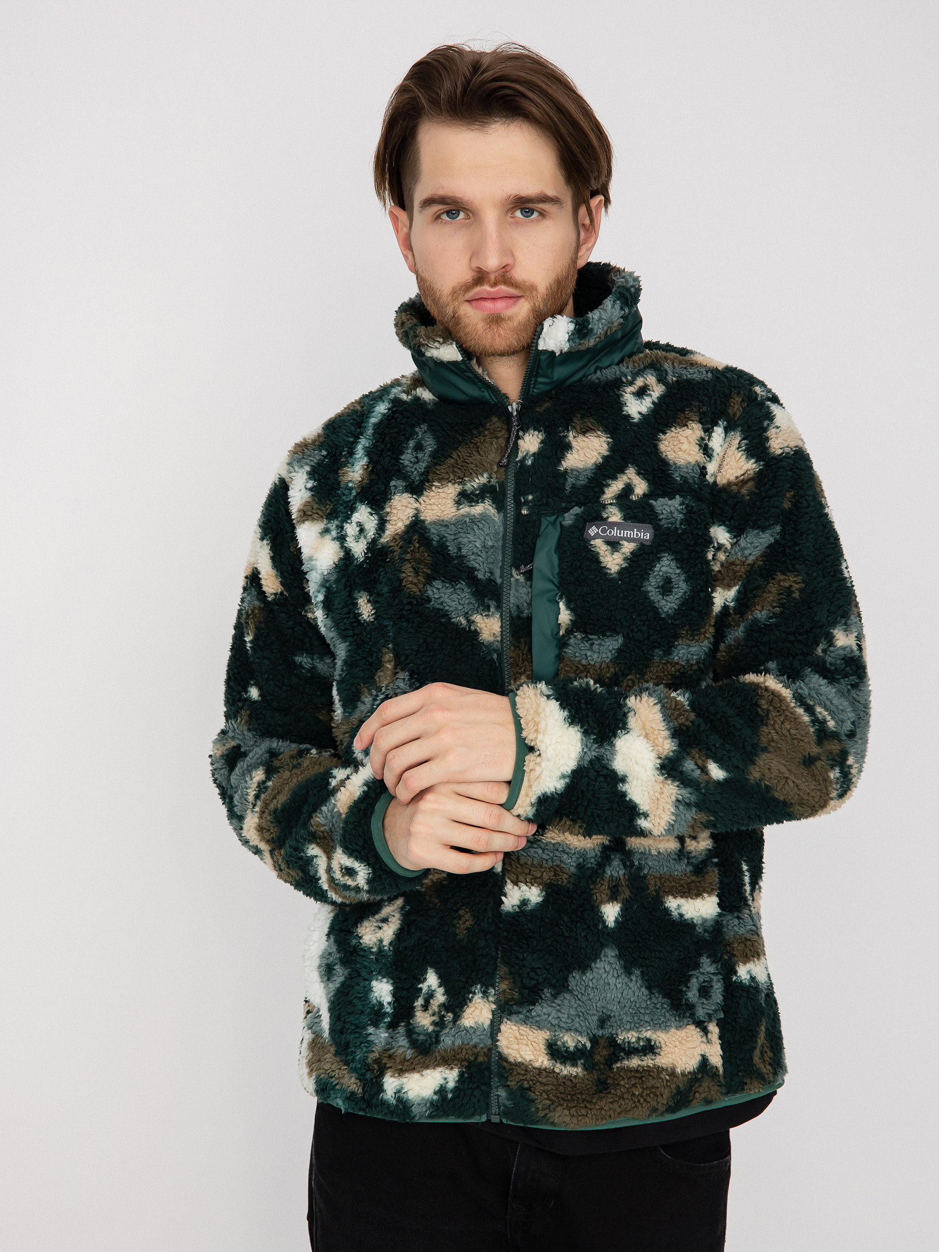 Férfi Columbia Winter Pass Print Fleece Full Zip Polár pulóver (spruce rocky mo)