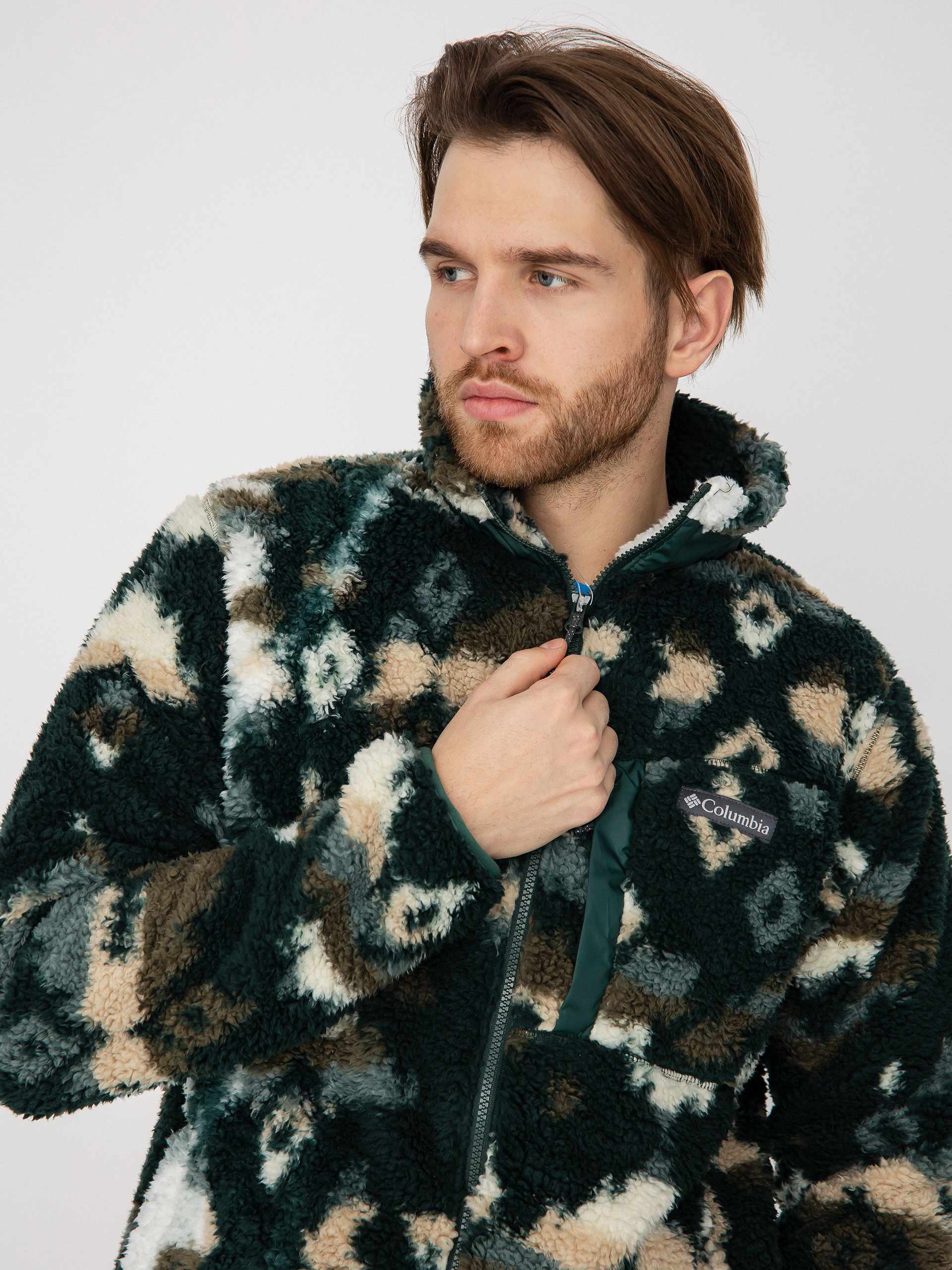 Férfi Columbia Winter Pass Print Fleece Full Zip Polár pulóver (spruce rocky mo)