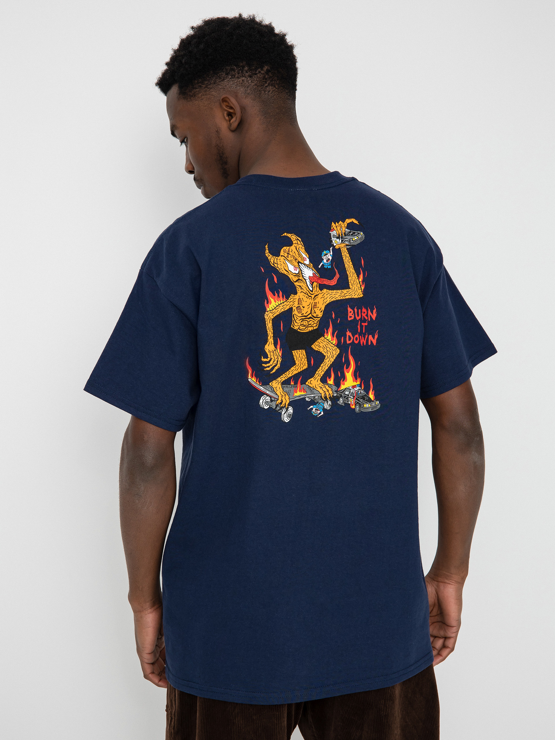 Thrasher Burn It Down póló (navy)