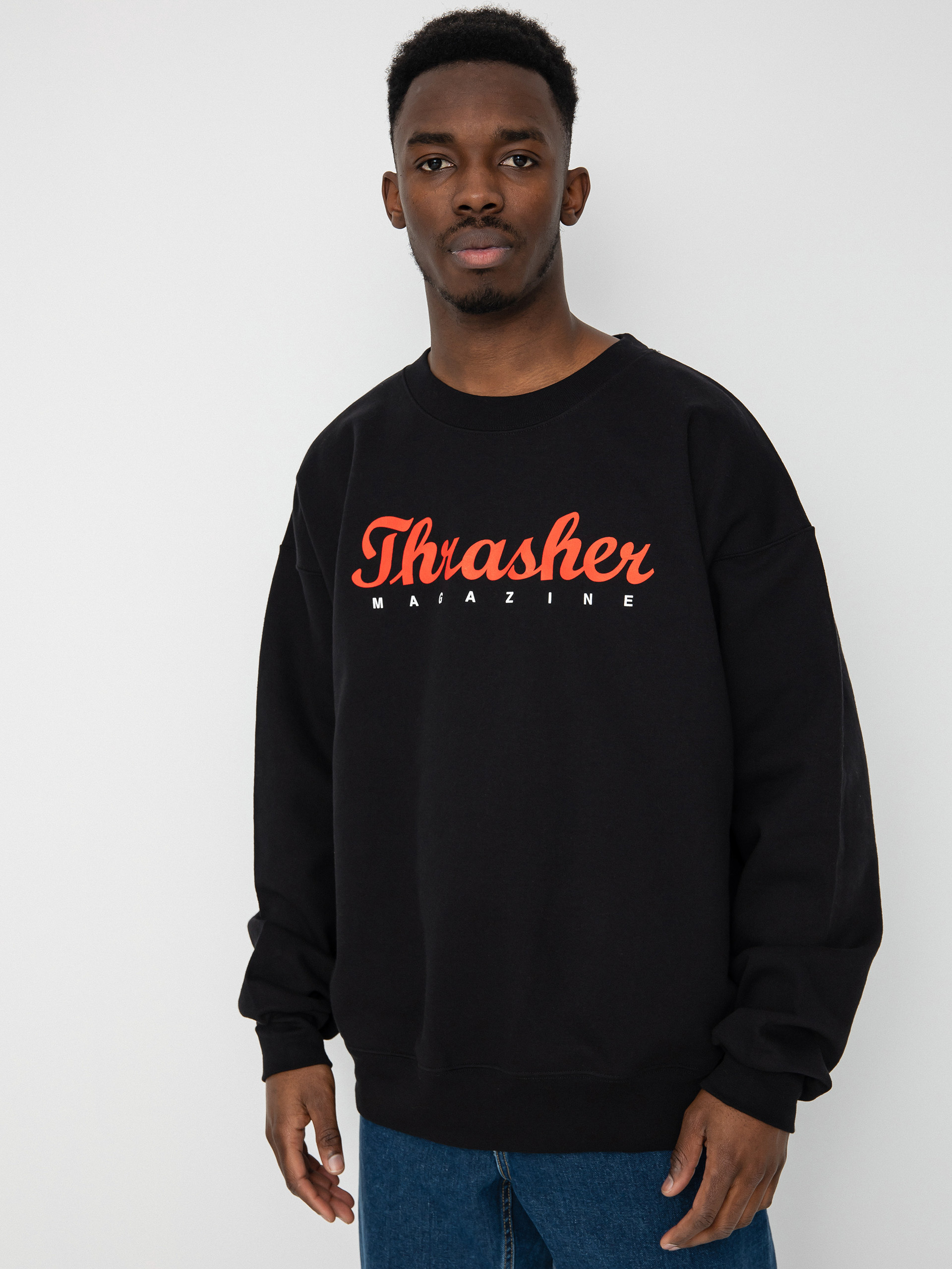 Thrasher Script Crew Pulóver (black)