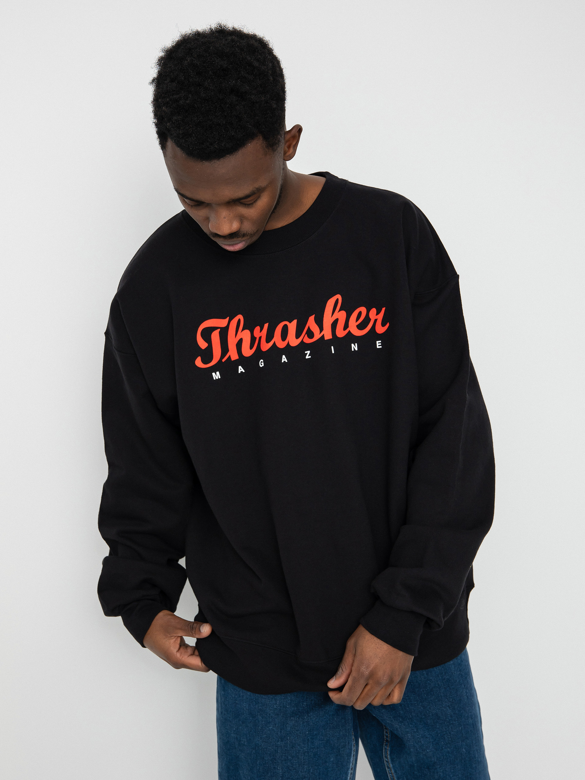 Thrasher Script Crew Pulóver (black)