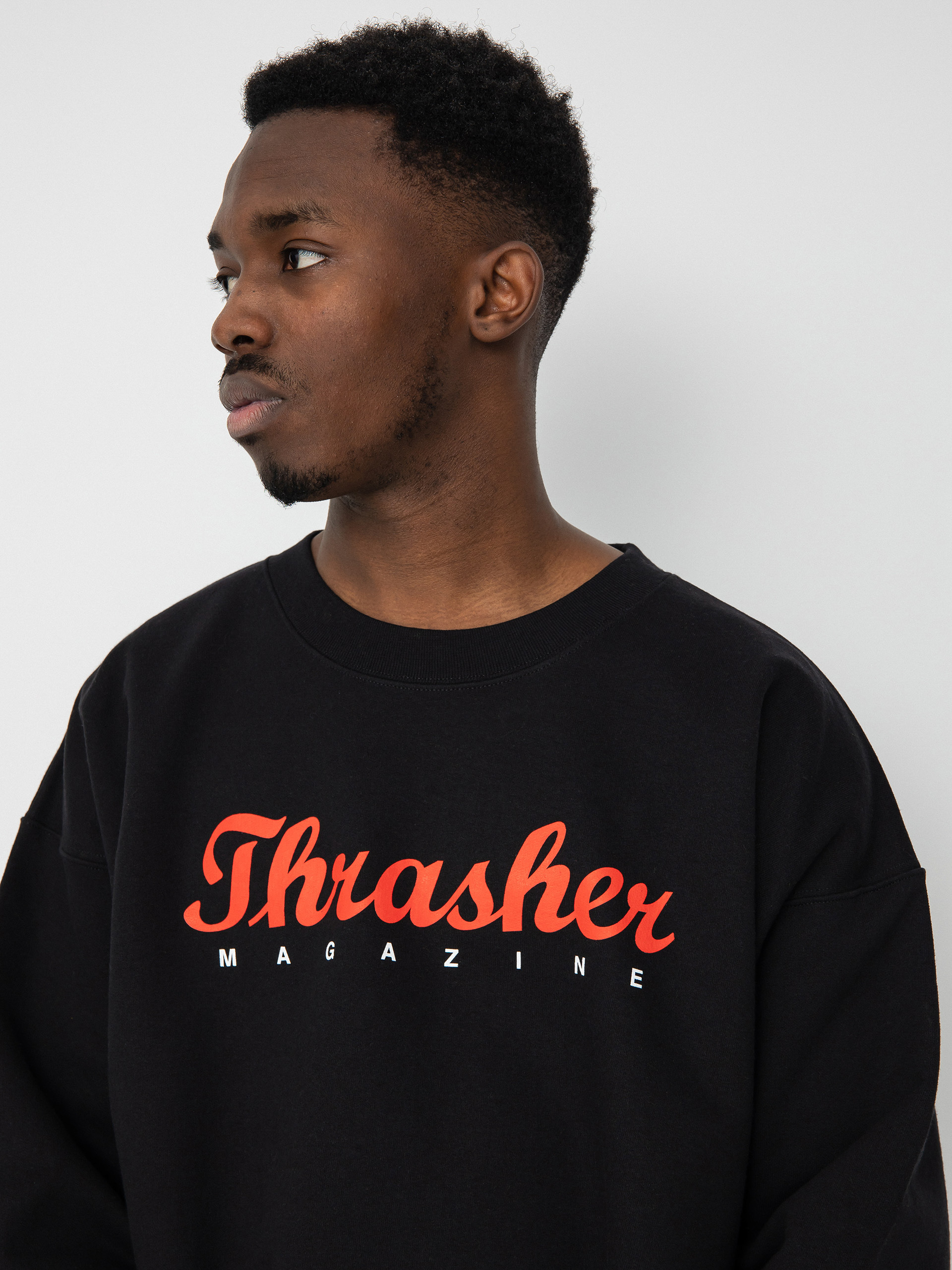 Thrasher Script Crew Pulóver (black)