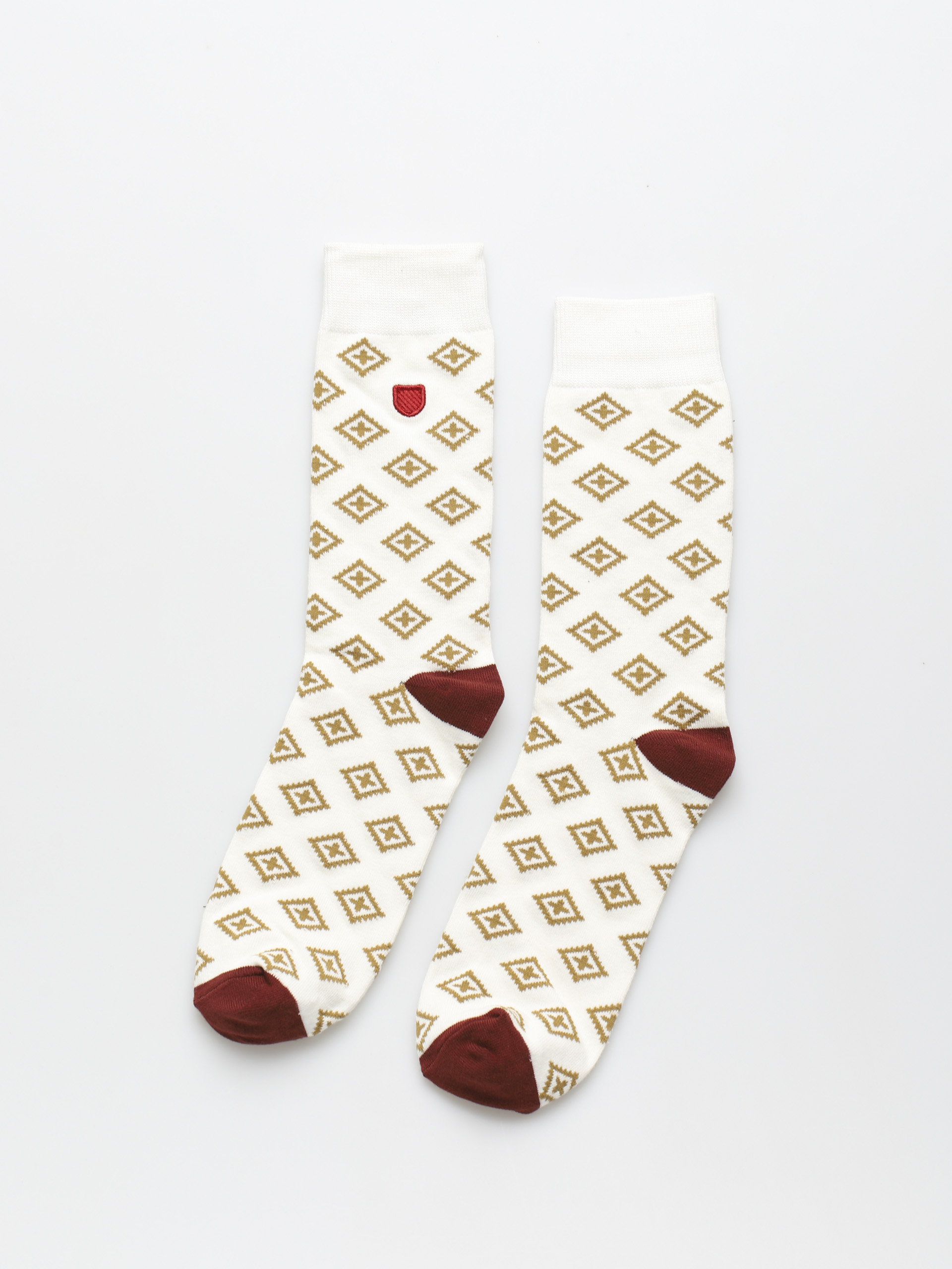 Brixton Done Proper Knit Sock Zokni (off white/dark brick)