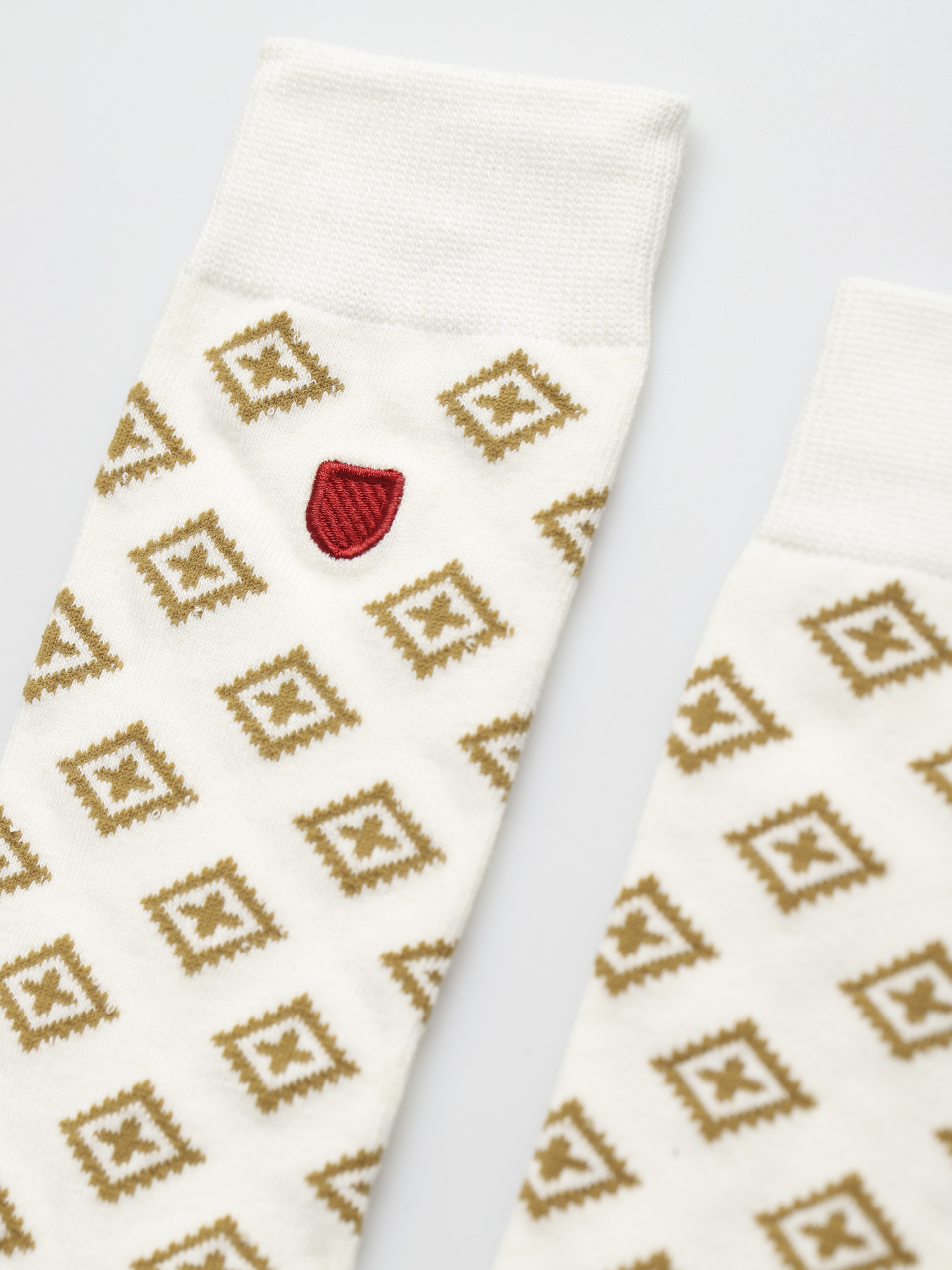 Brixton Done Proper Knit Sock Zokni (off white/dark brick)