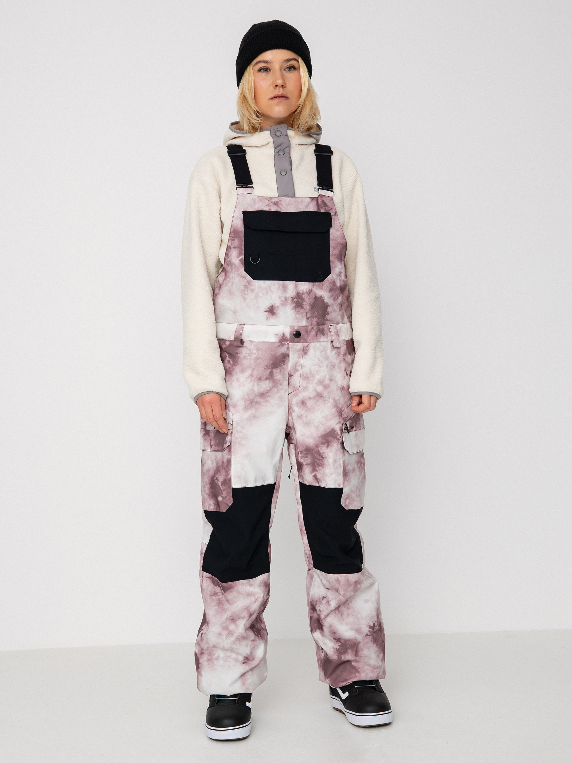 Női Volcom Creston 3Dstretch Bib Overall Loose Straight Snowboard nadrág (mojave tie dye)