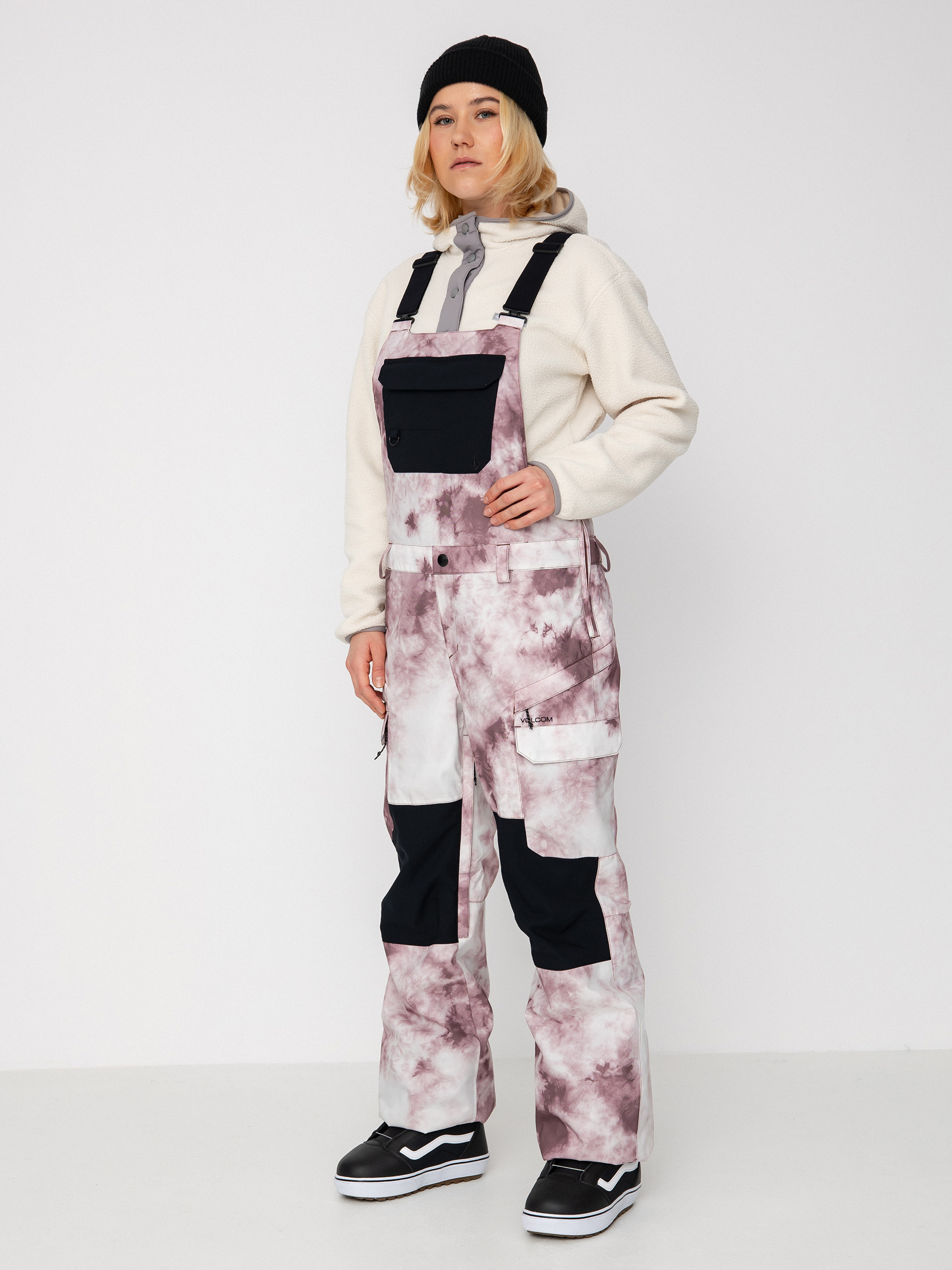 Női Volcom Creston 3Dstretch Bib Overall Loose Straight Snowboard nadrág (mojave tie dye)