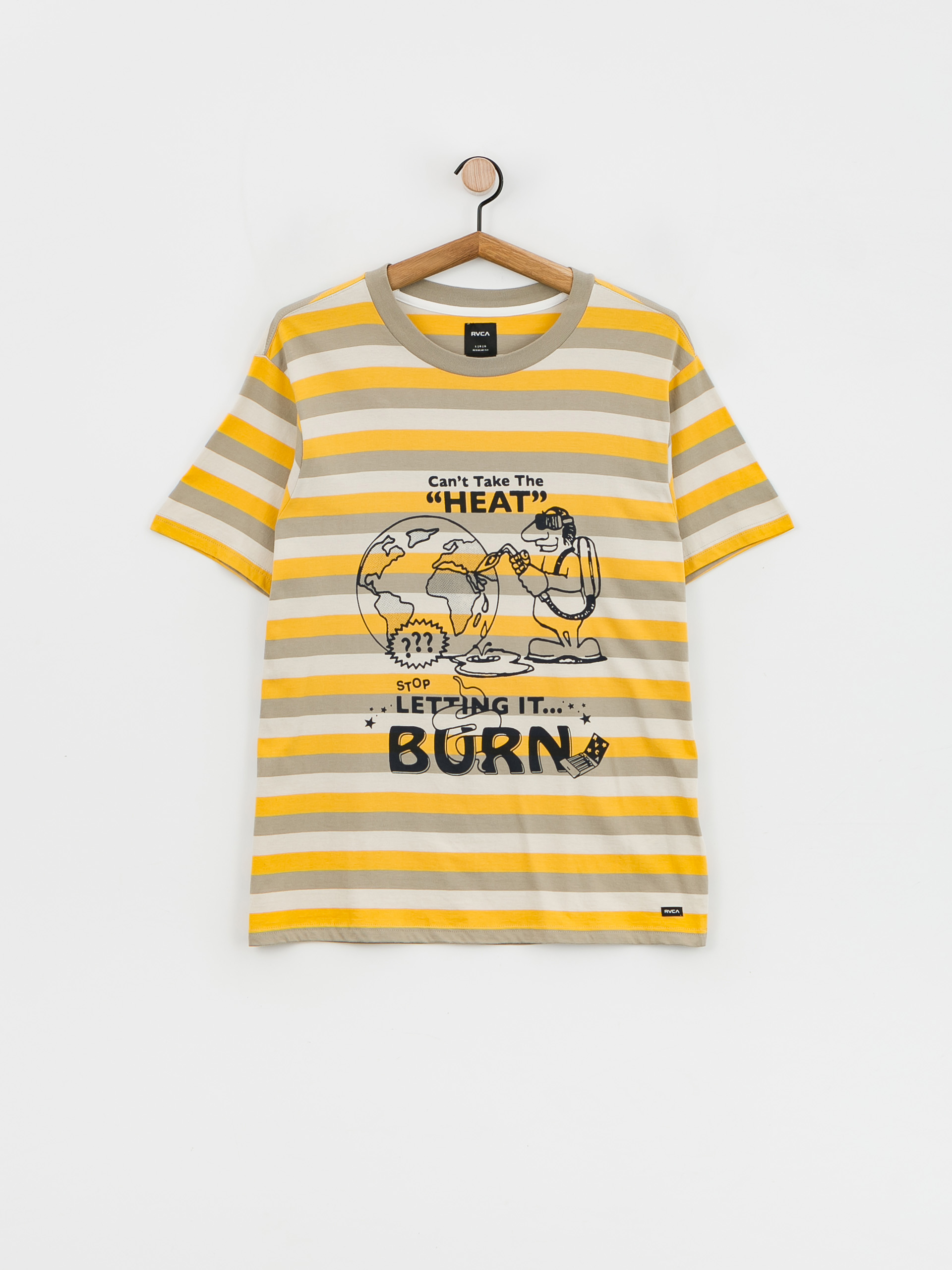 RVCA Daybreak Stripe Crew póló (vintage gold)