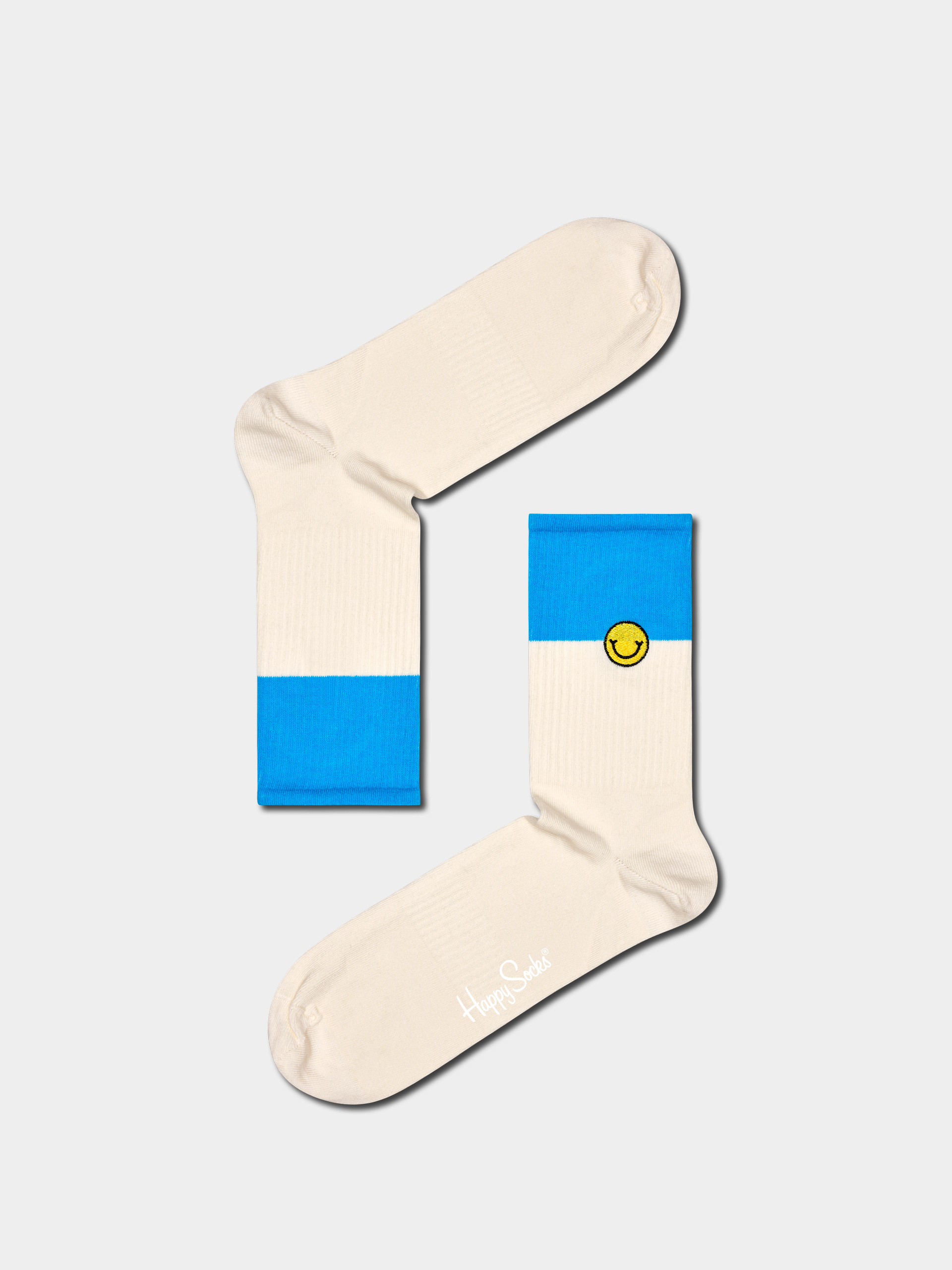 Happy Socks Happy Blocked 3/4 Crew Zokni (white)