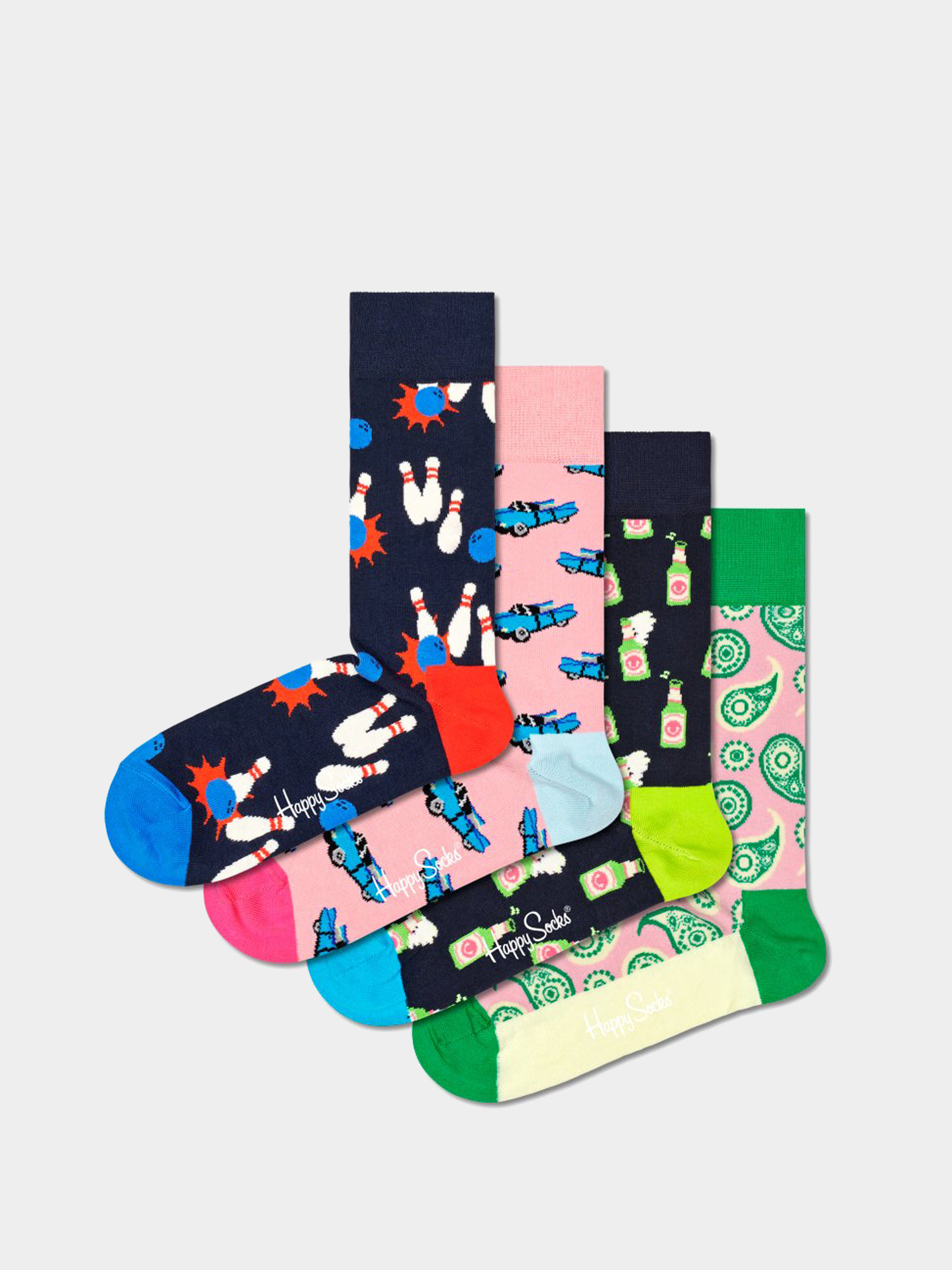 Happy Socks 4 Pack Go Bowling Gift Set Zokni (light pink)