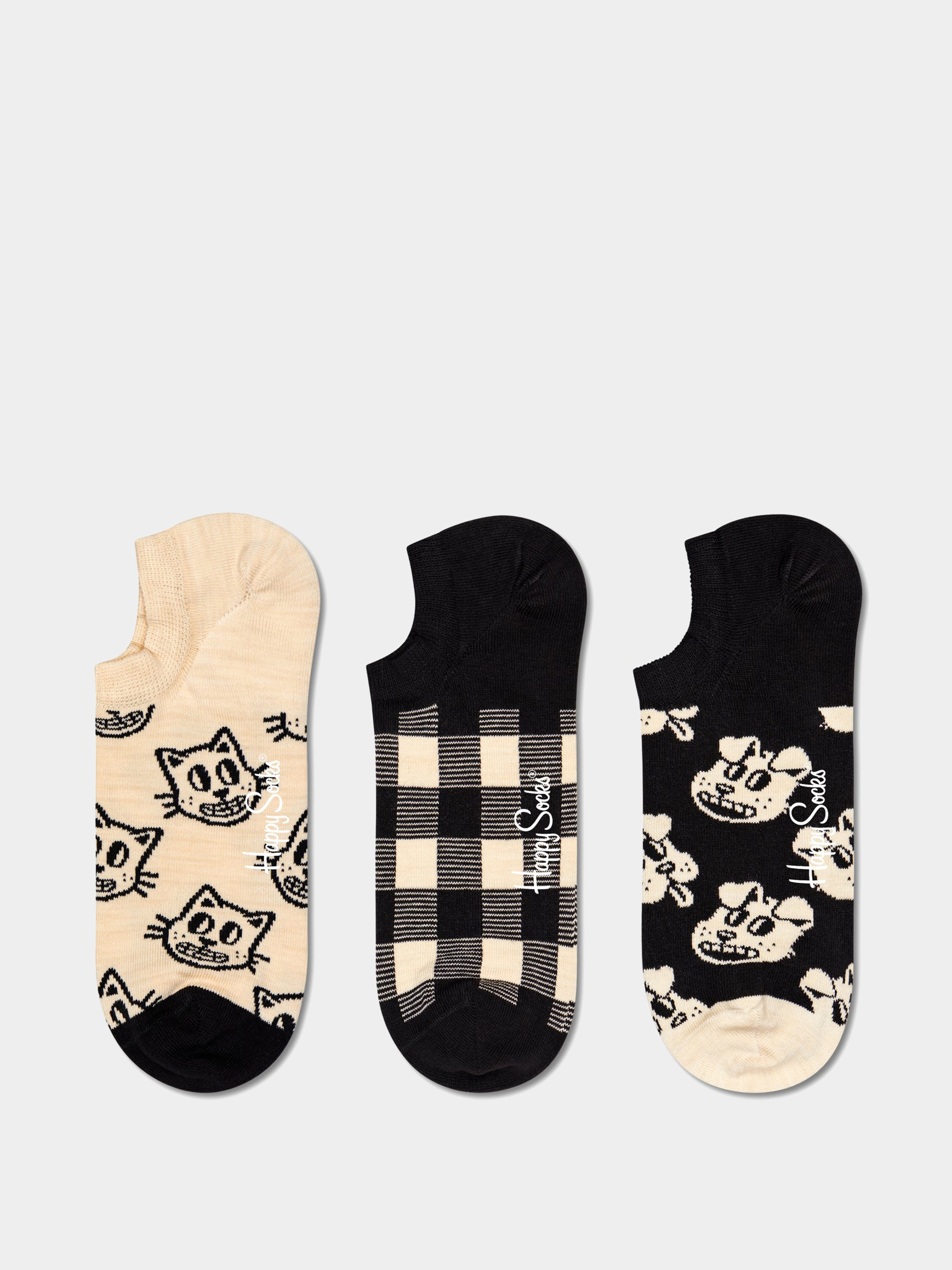 Happy Socks 3 Pack Pets No Show Zokni (black)