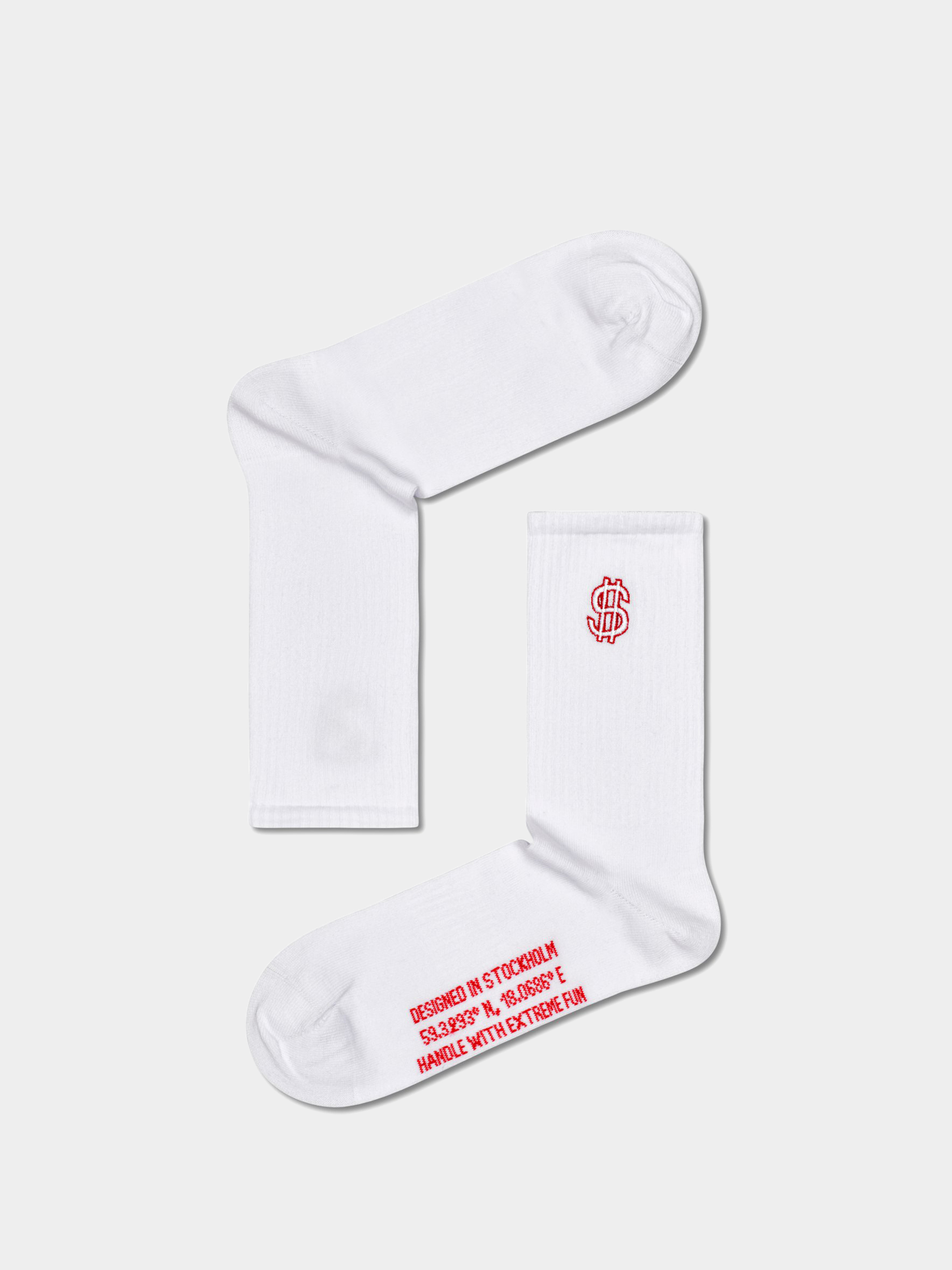 Happy Socks Dollar Sign 3/4 Crew Zokni (white)