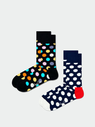 Happy Socks 2 Pack Classic Big Dot Zokni (black)