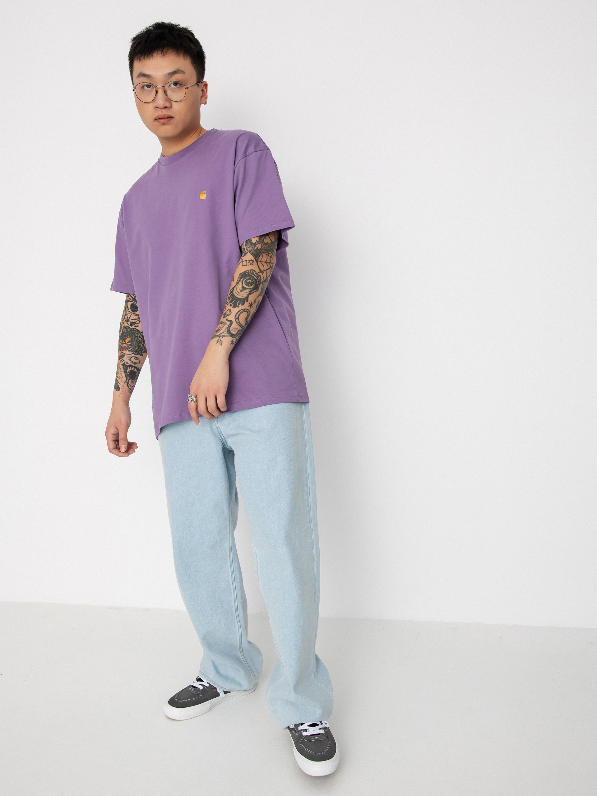 Carhartt WIP Chase póló (violanda/gold)