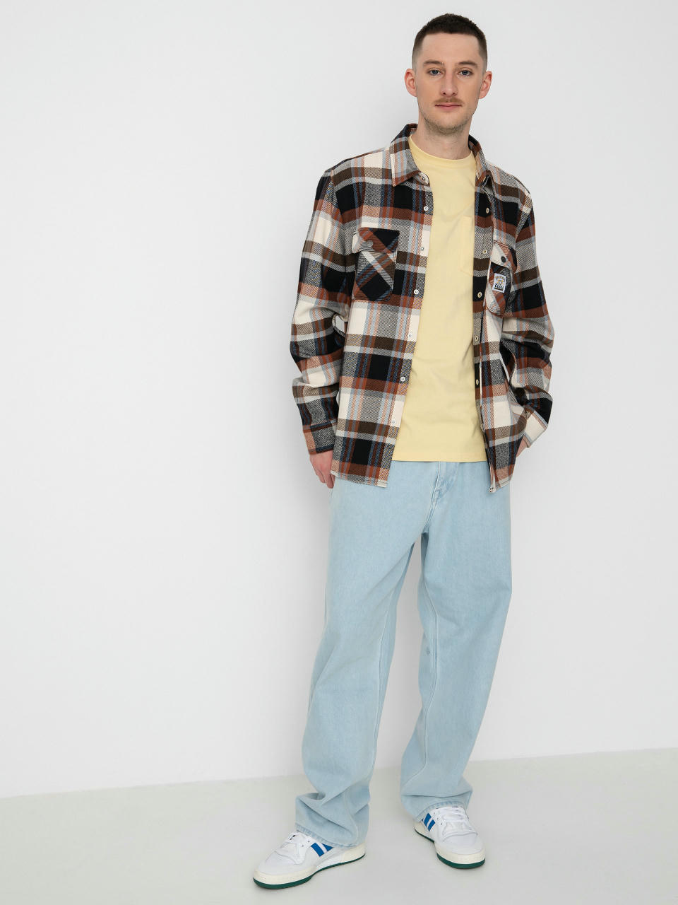 Brixton Coors Pow Bowery Flannel Ls Ing (river blue/off white)