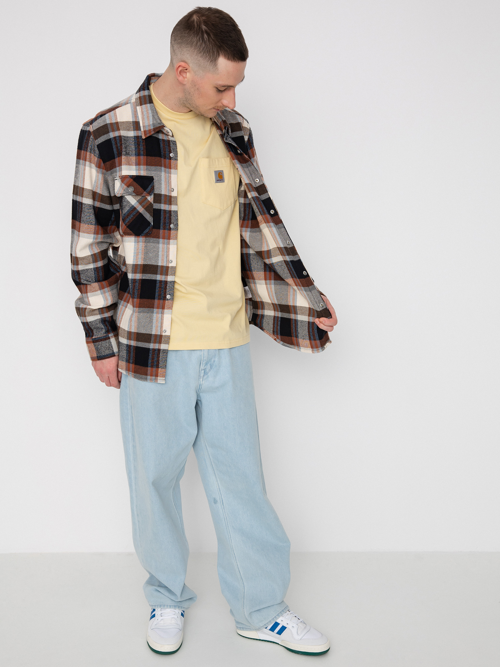 Brixton Coors Pow Bowery Flannel Ls Ing (river blue/off white)