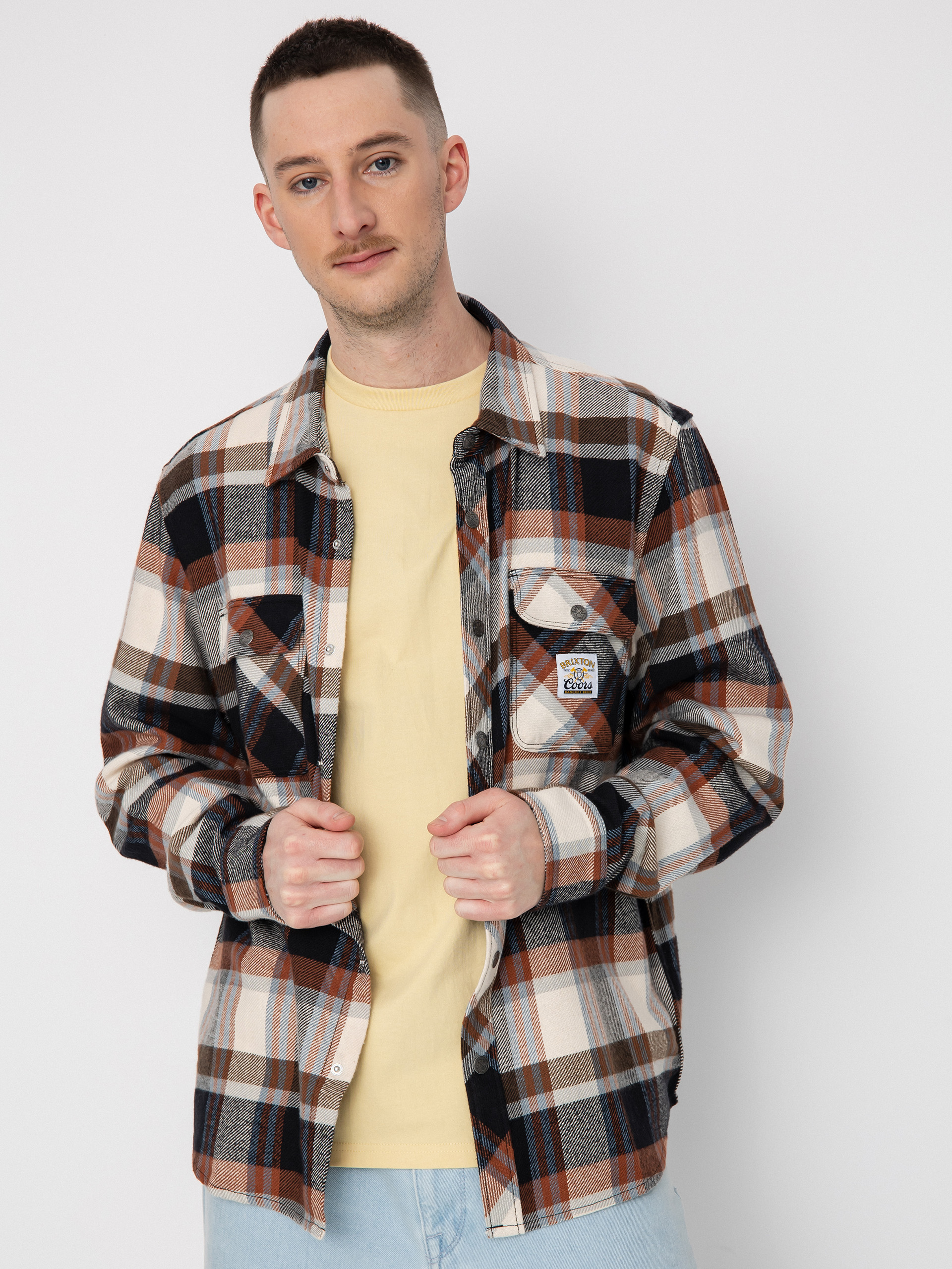 Brixton Coors Pow Bowery Flannel Ls Ing (river blue/off white)