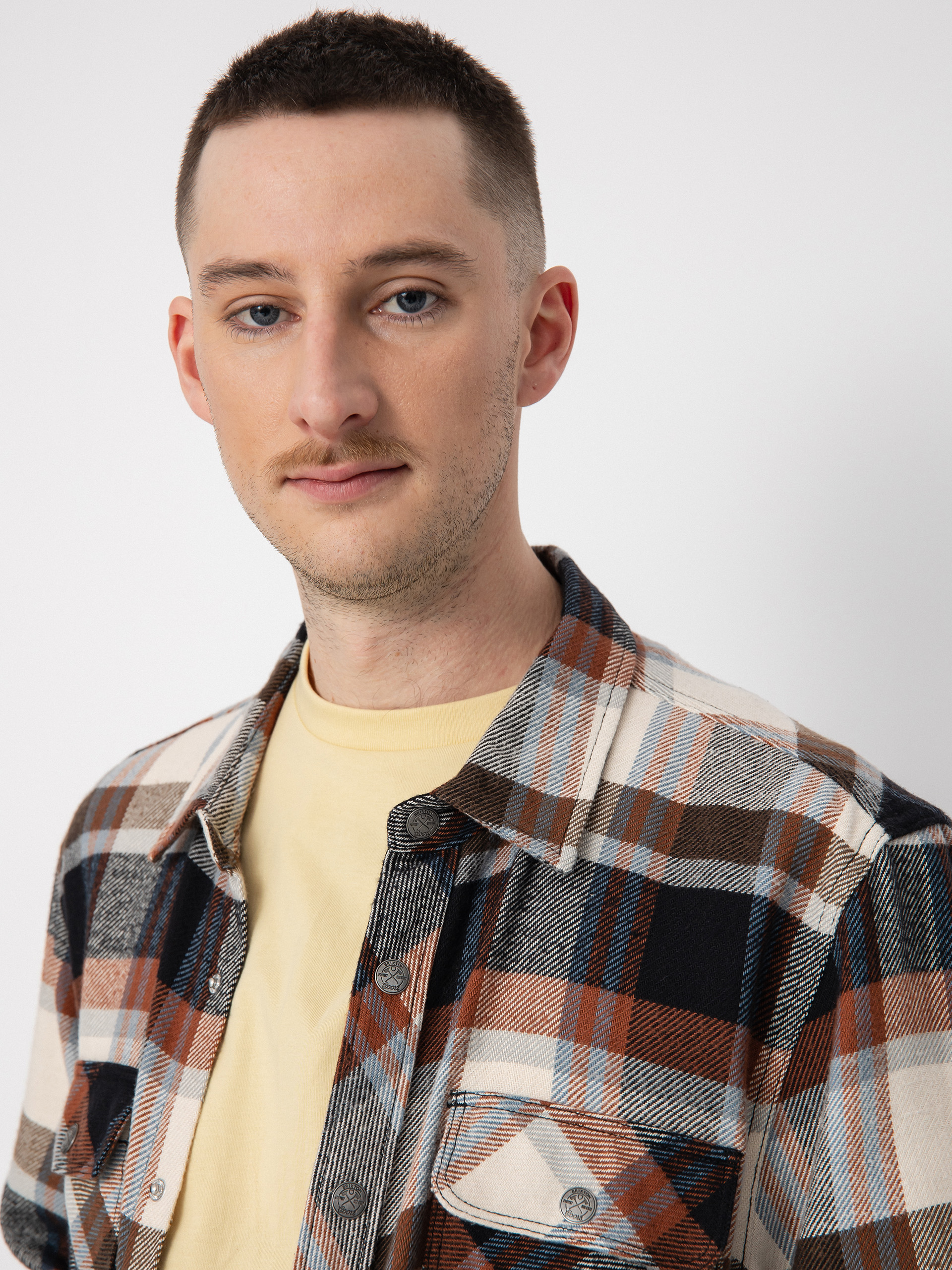 Brixton Coors Pow Bowery Flannel Ls Ing (river blue/off white)