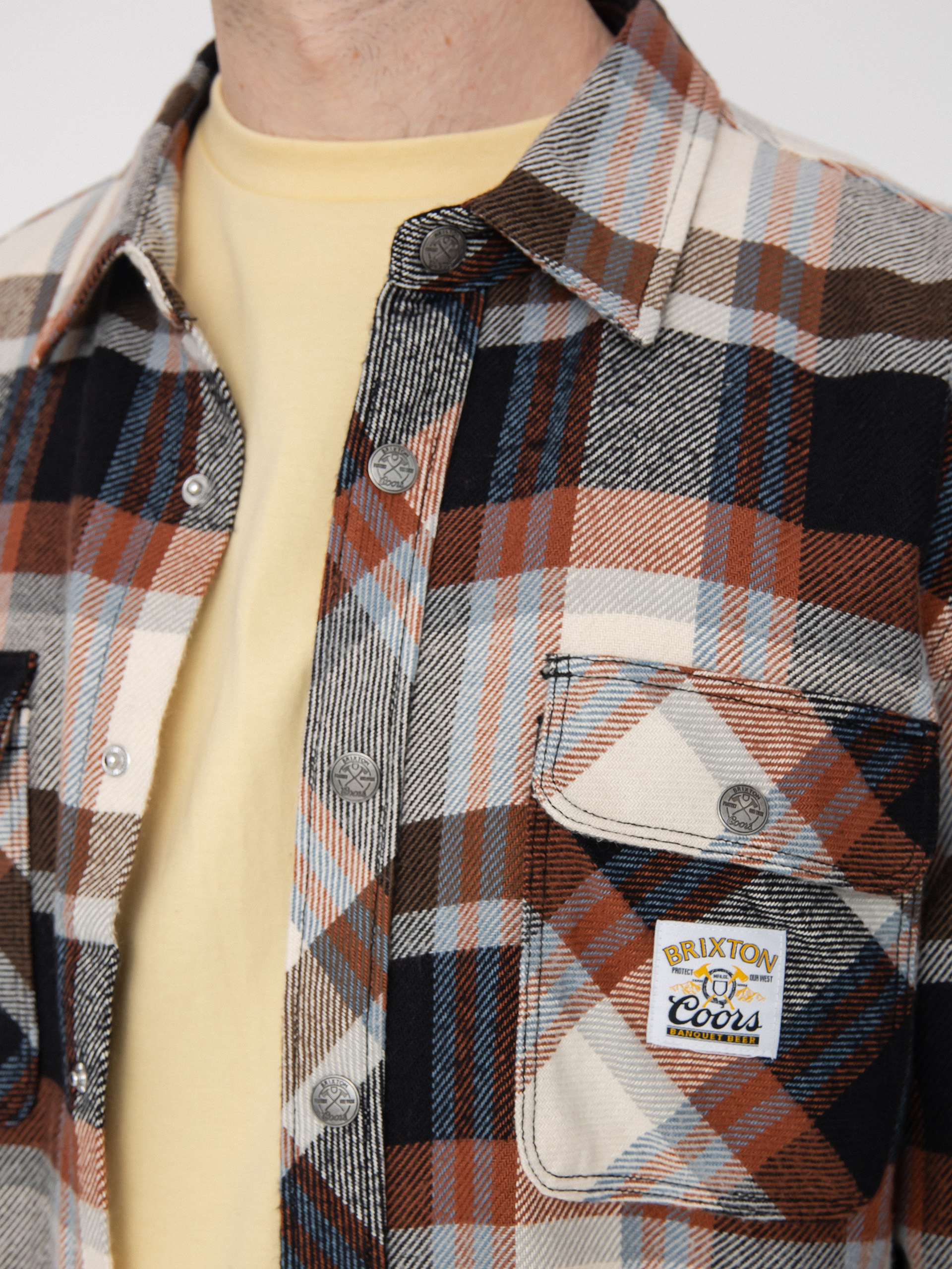 Brixton Coors Pow Bowery Flannel Ls Ing (river blue/off white)