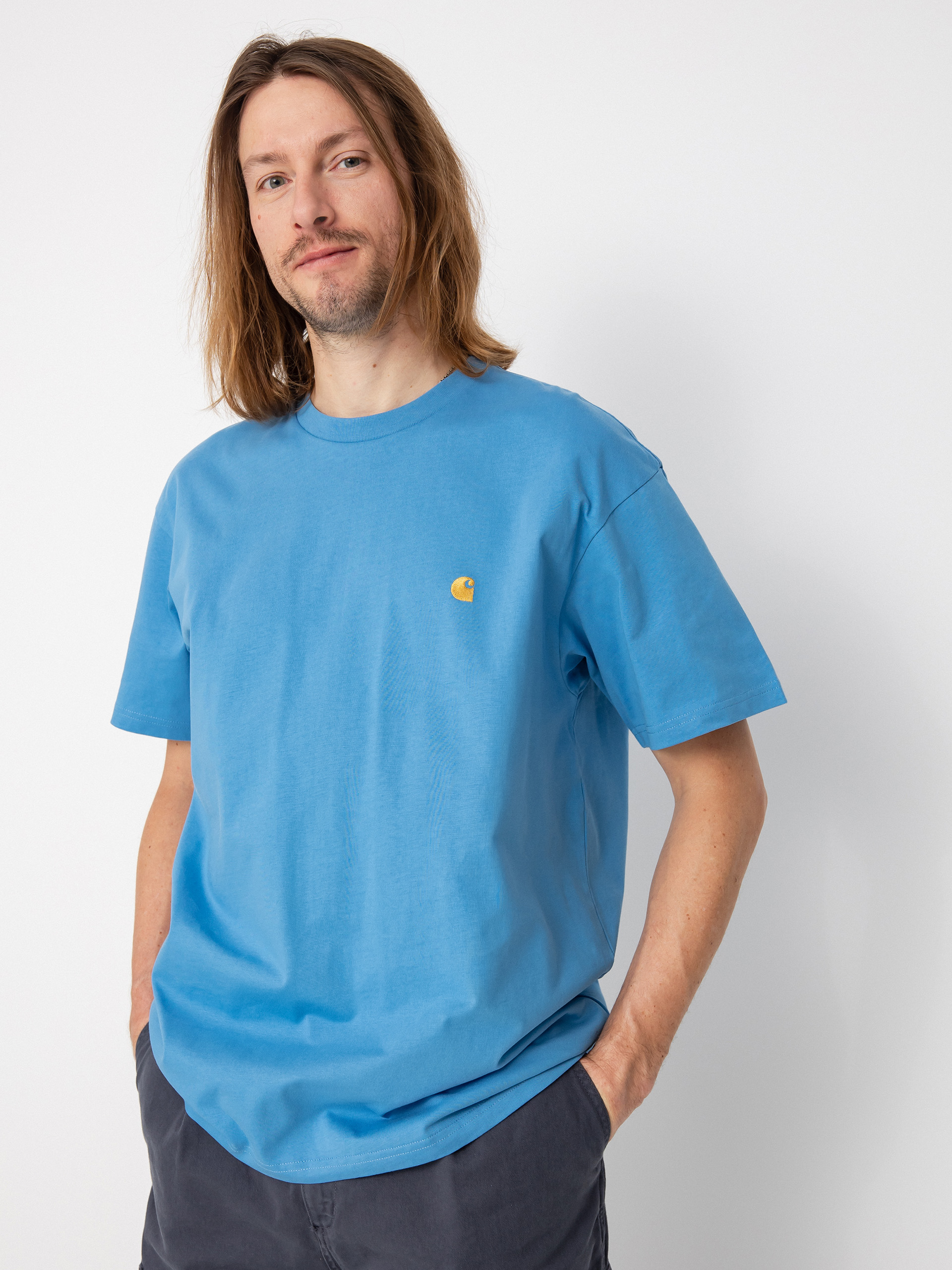 Carhartt WIP Chase póló (piscine/gold)