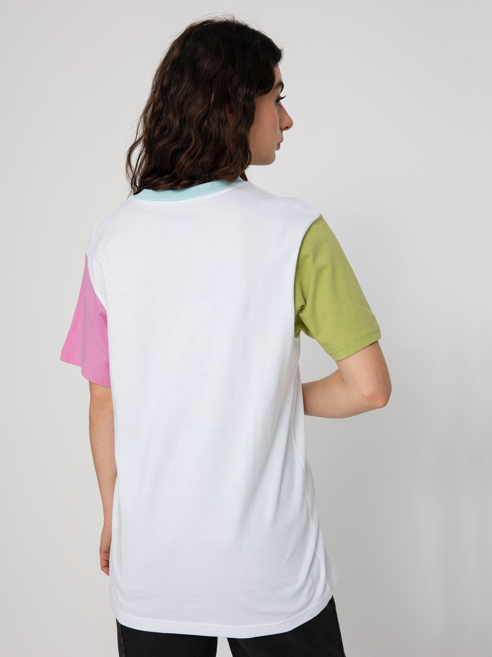 Vans Left Chest Colorblock póló Wmn (white/cyclamen)