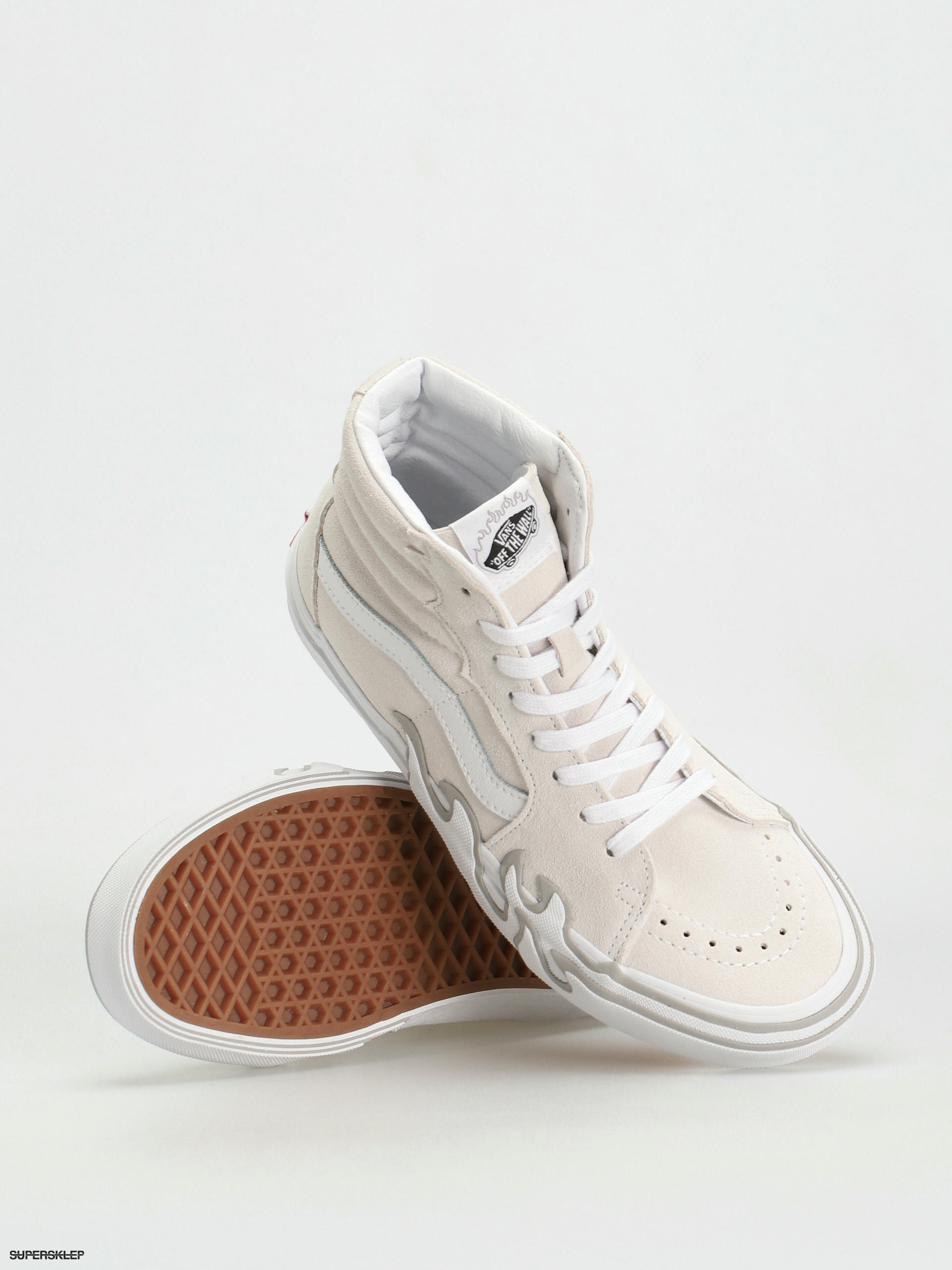 Vans Sk8 Hi Flame Cipők (suede white/white)