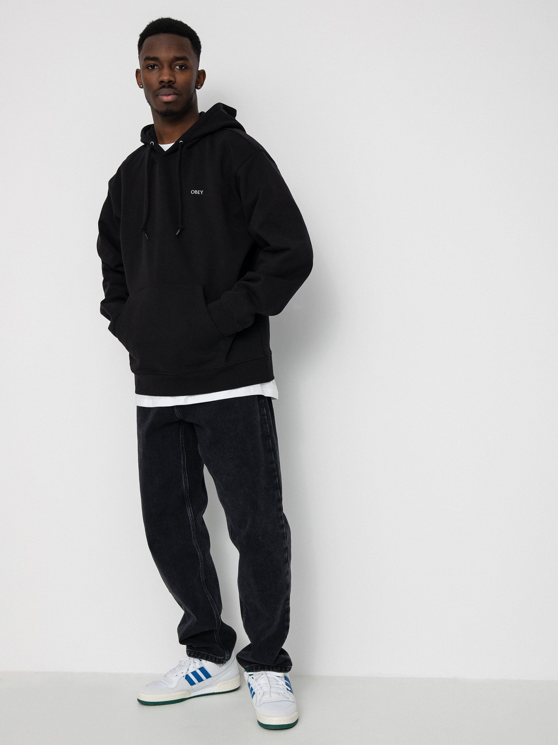 OBEY Torn Icon Face HD Kapucnis pulóver (black)