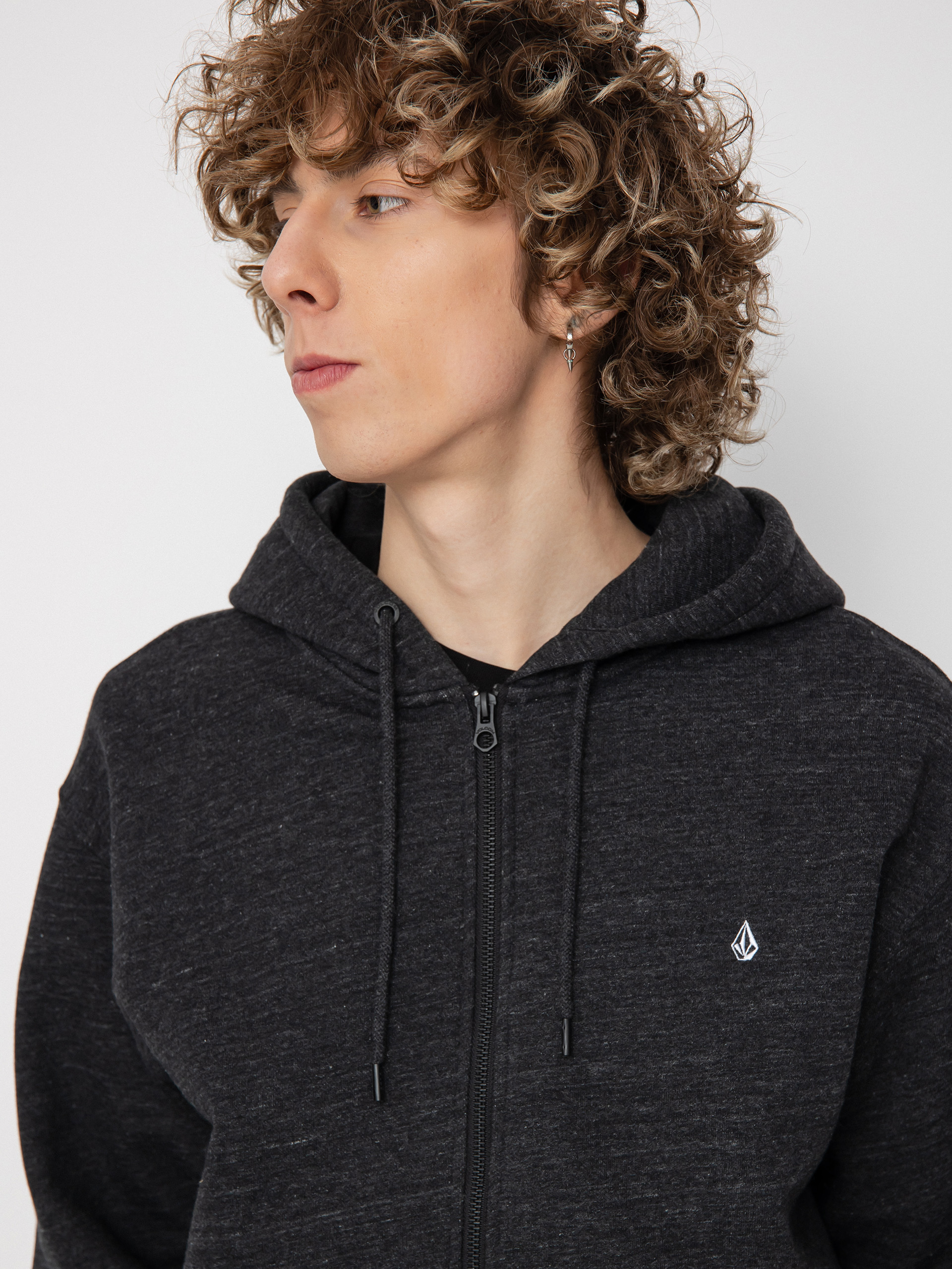 Volcom Sngl Stn ZHD Kapucnis pulóver (heather black)